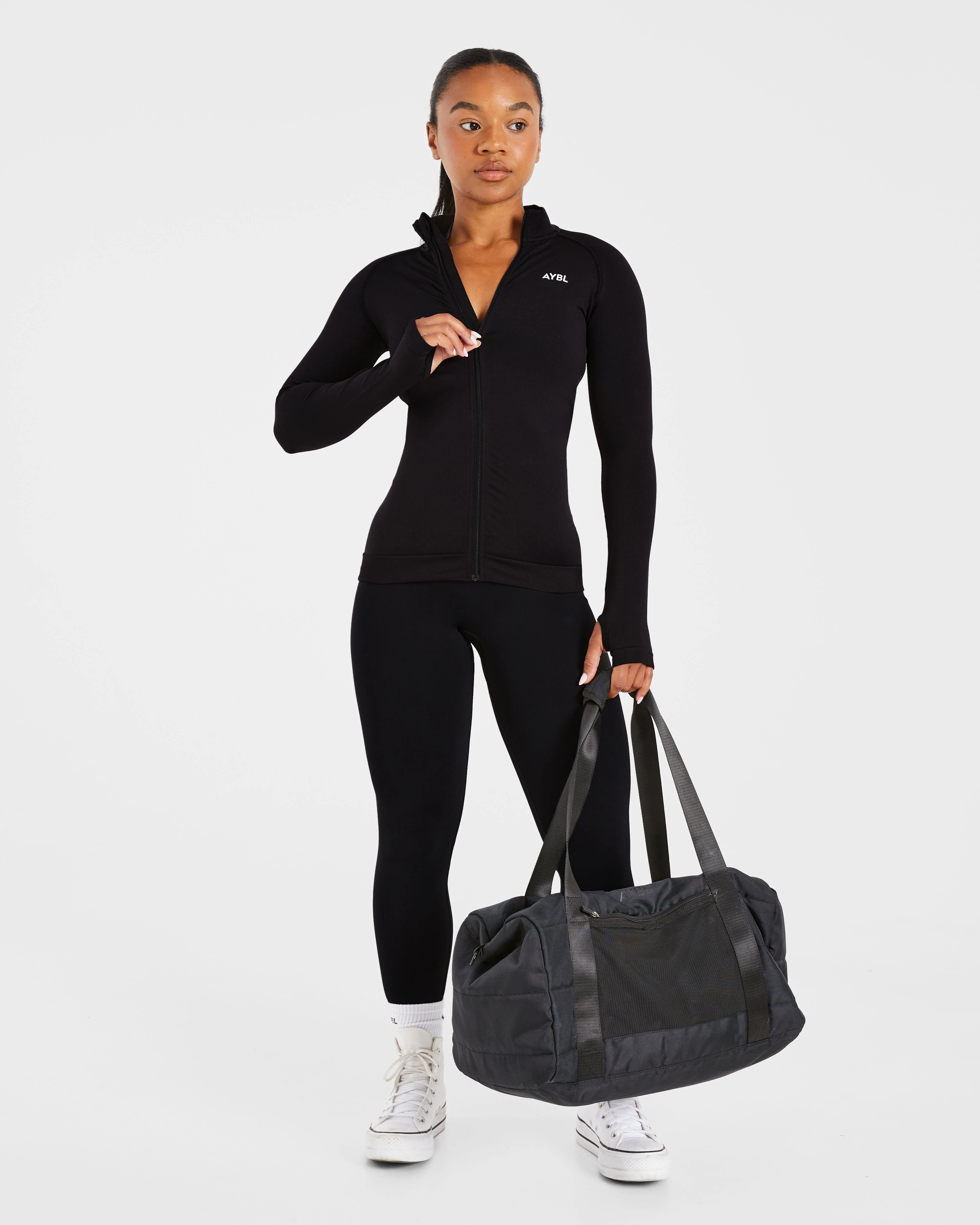 Essential Seamless Zip Jacket - Black - Image 7
