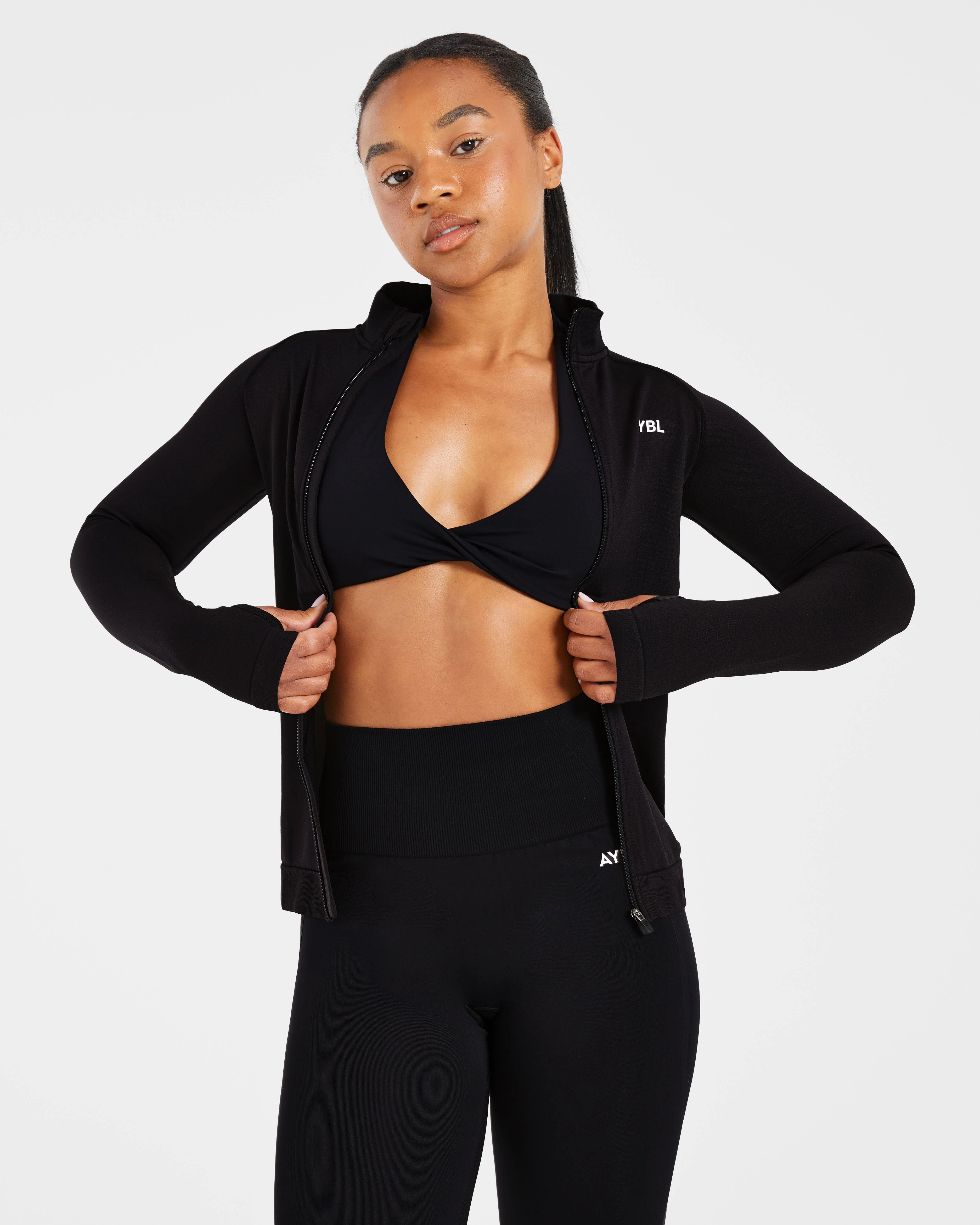 Essential Seamless Zip Jacket - Black - Image 8