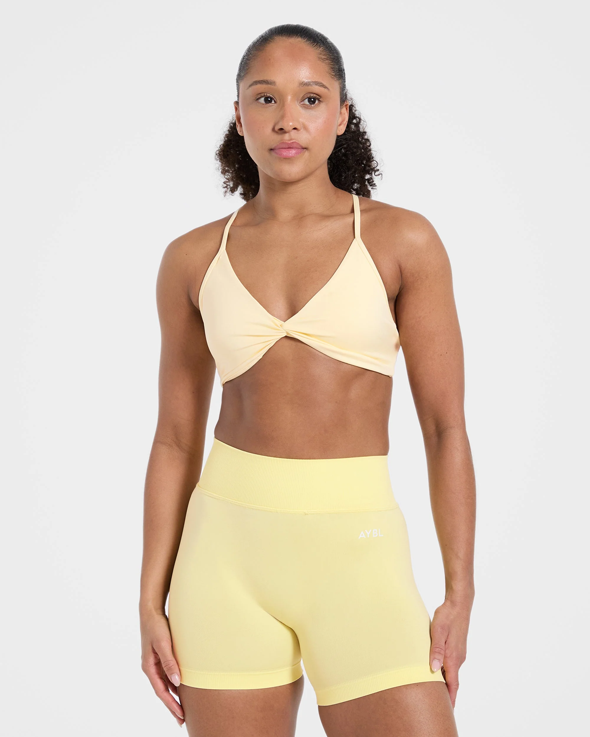 Essential Twist Crossback Sports Bra - Yellow