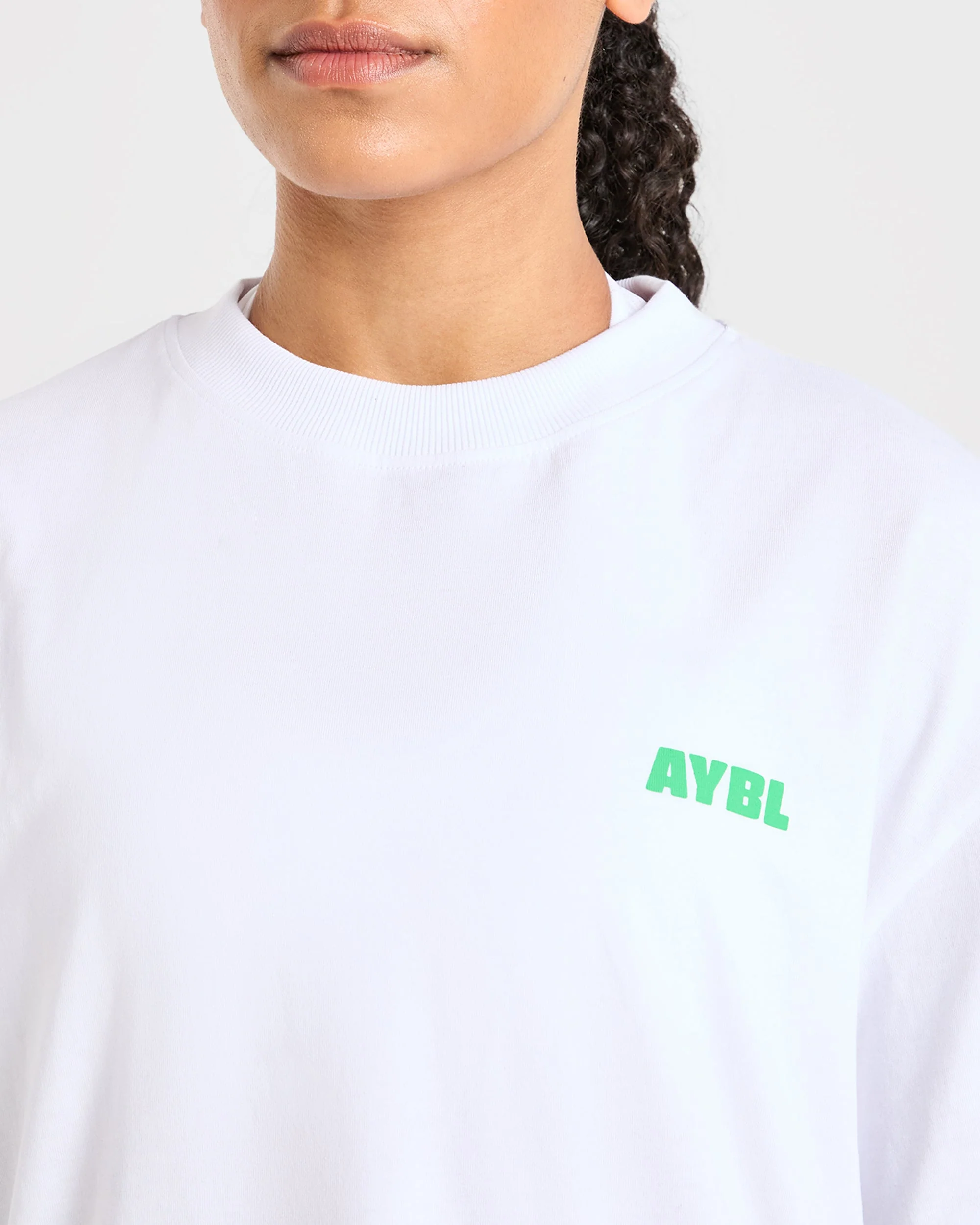 Focused Wavy Oversized T Shirt - White/Green - Image 6