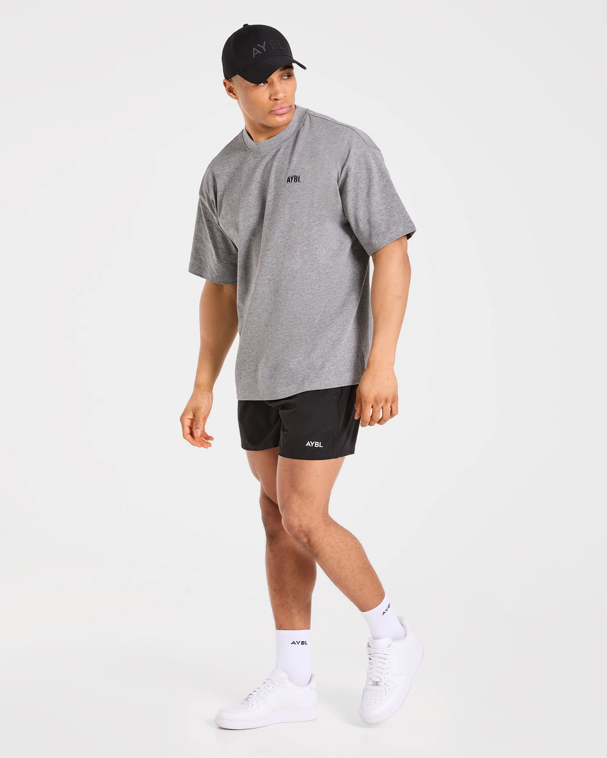 Gym Chalk Oversized T Shirt - Light Charcoal Marl - Image 8