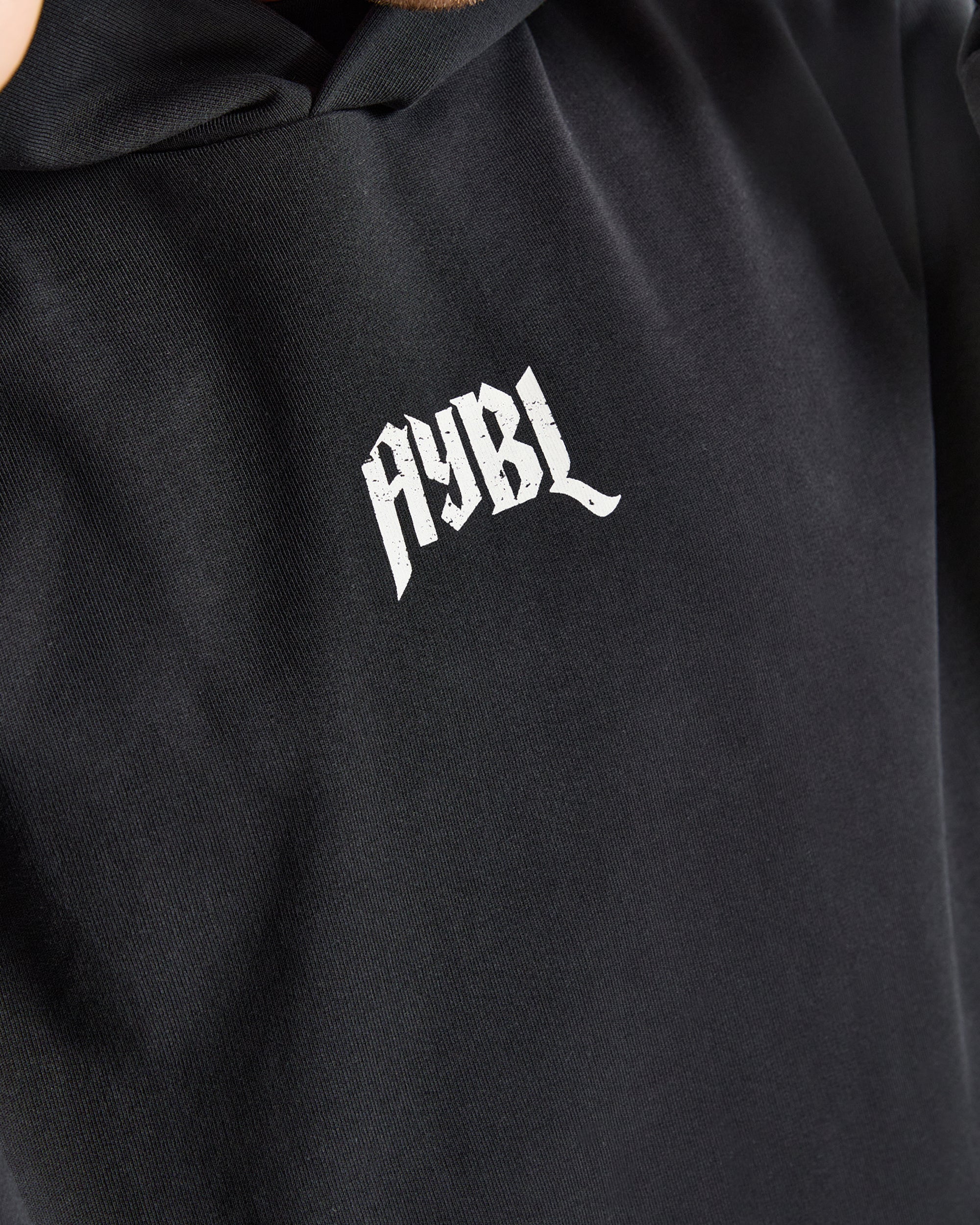 Heavy Lifting Gothic Oversized Hoodie - Black/Off White - Image 5