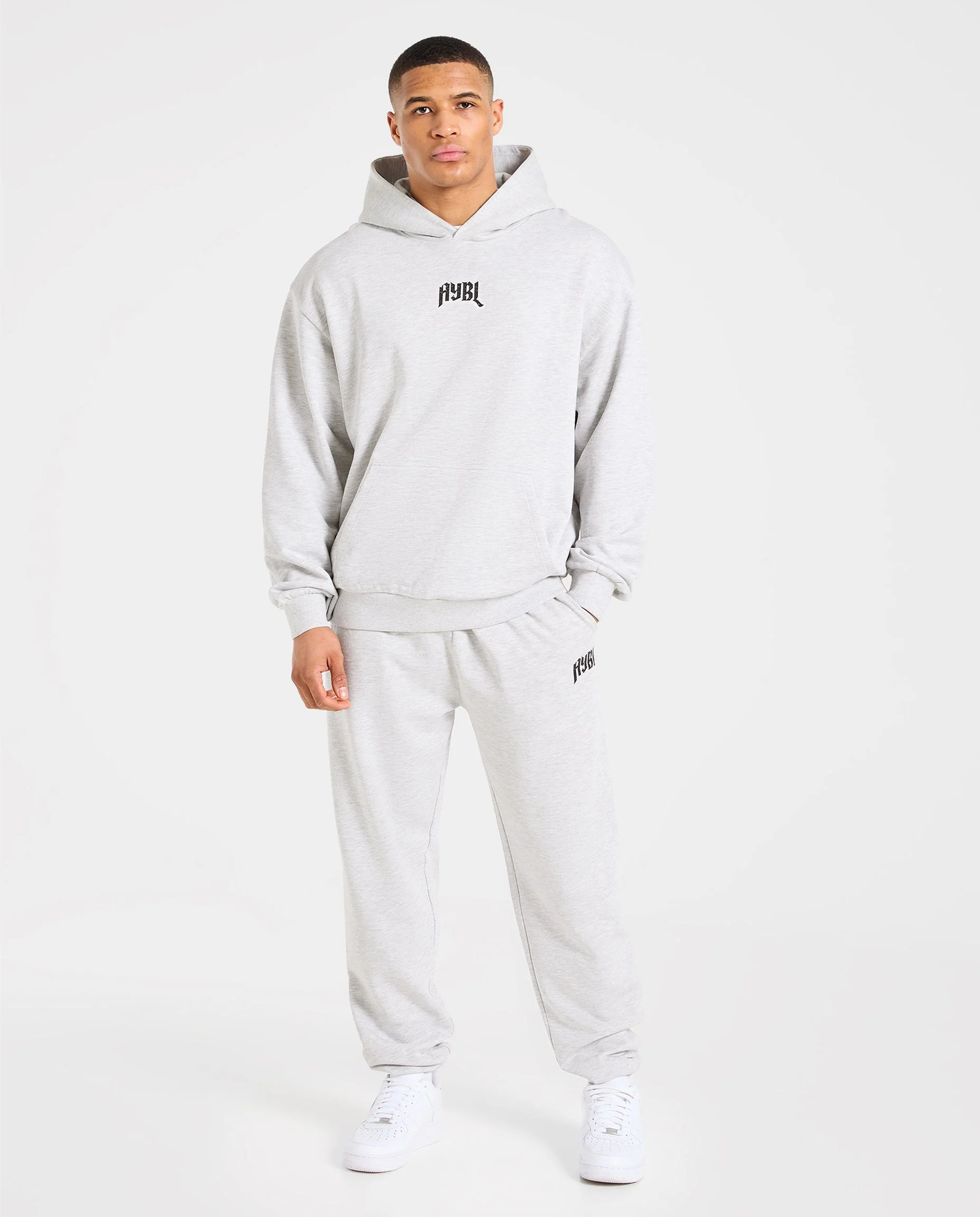 Heavy Lifting Gothic Oversized Hoodie - Grey Marl - Image 3