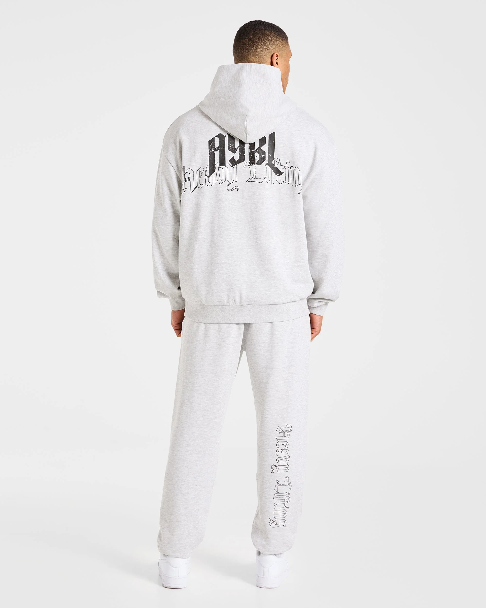 Heavy Lifting Gothic Oversized Hoodie - Grey Marl - Image 4