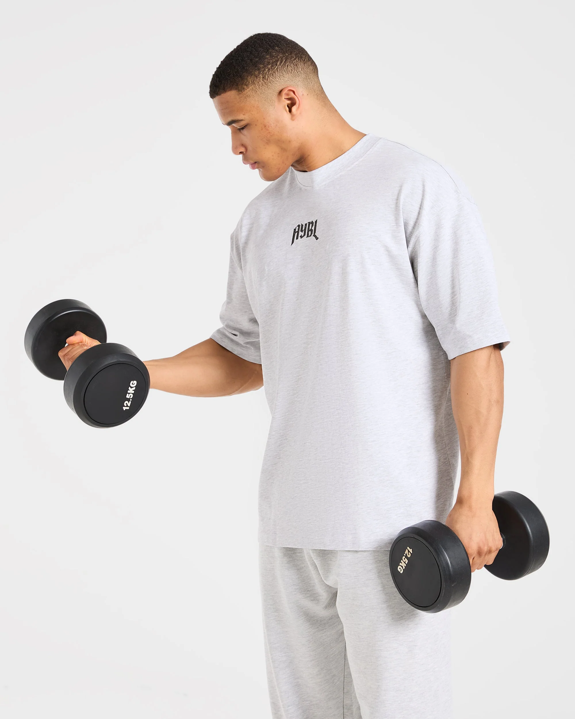 Heavy Lifting Gothic Oversized Hoodie - Grey Marl - Image 8