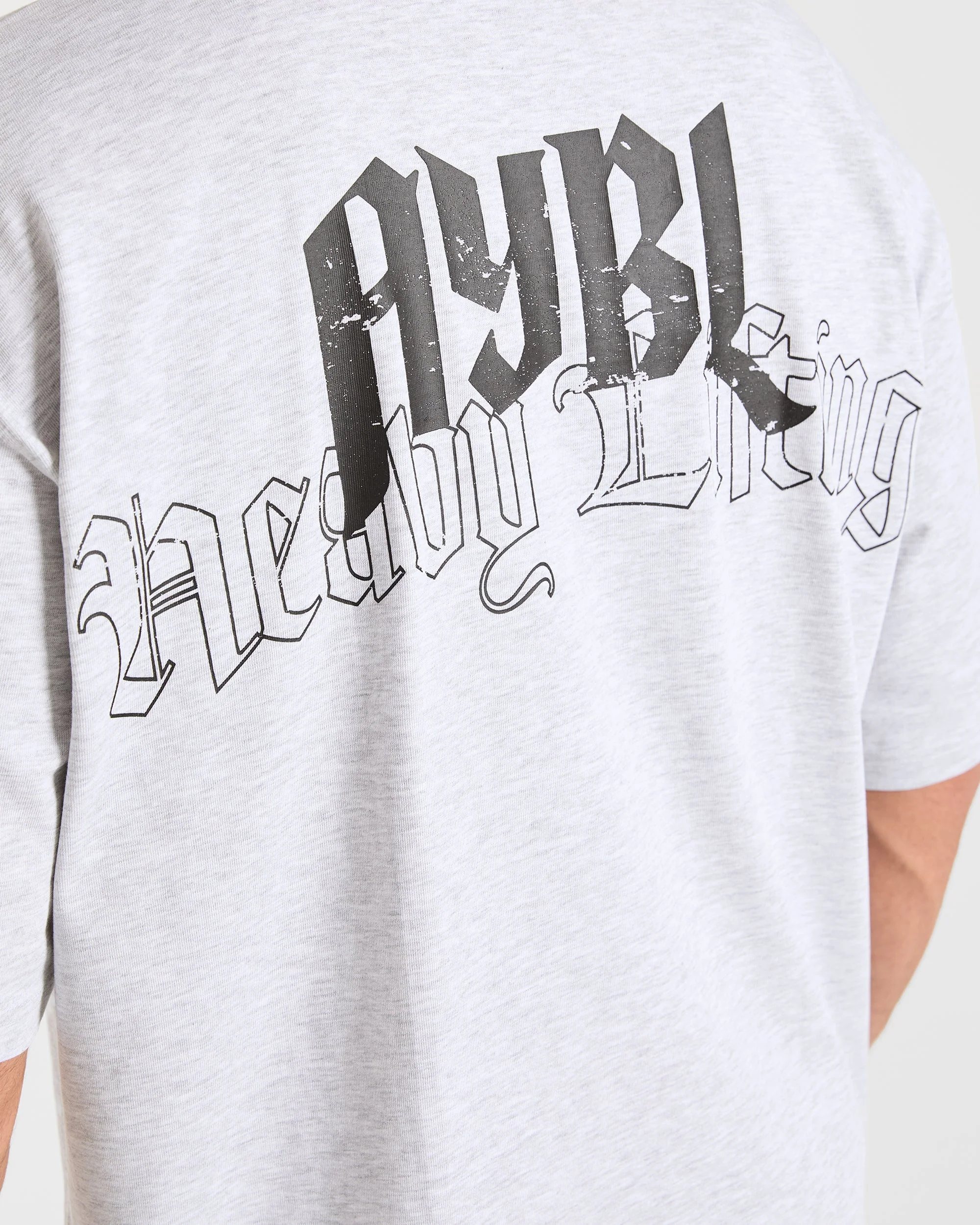 Heavy Lifting Gothic Oversized T Shirt - Grey Marl - Image 6