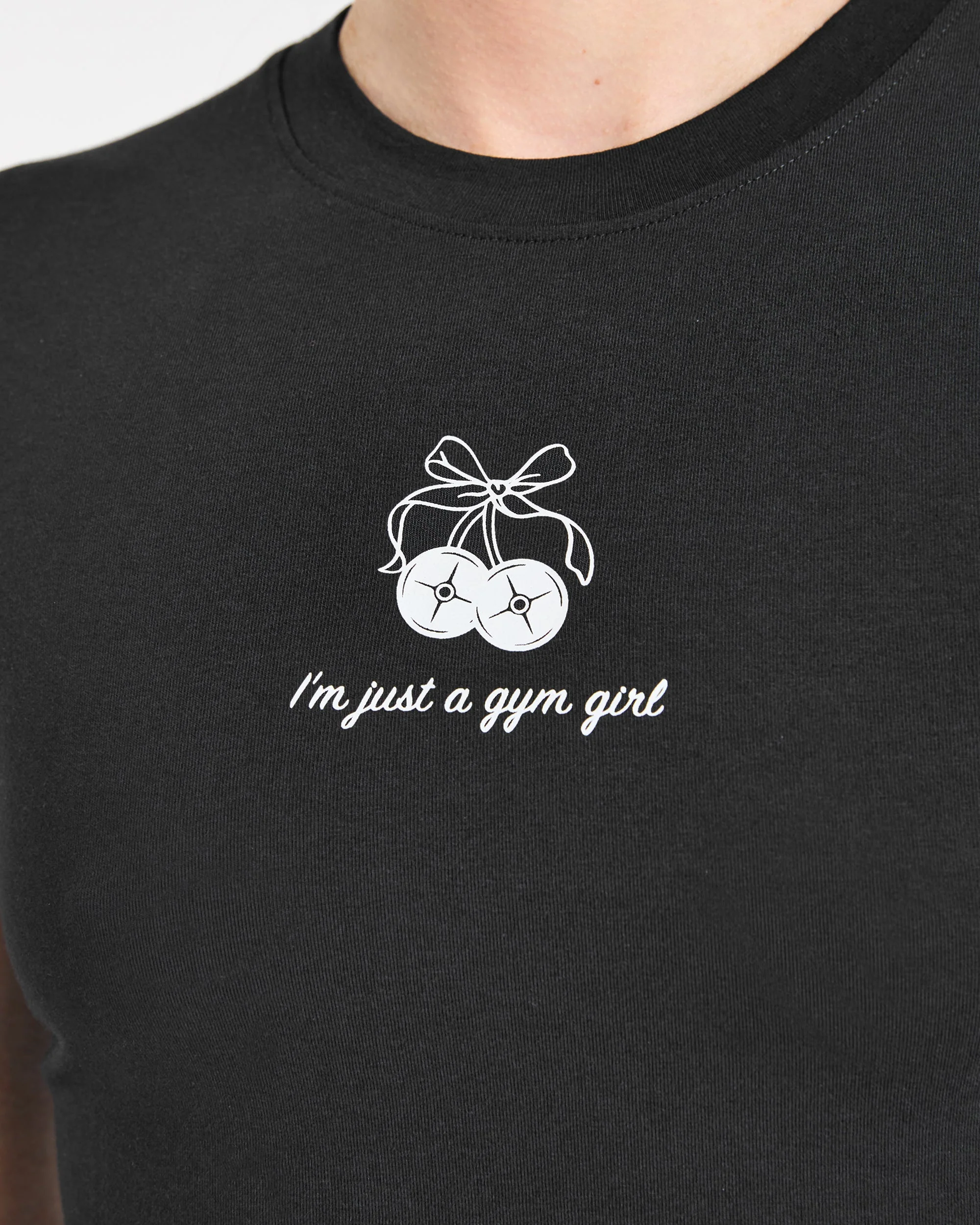 Just a Gym Girl Baby Tee - Black - Image 5