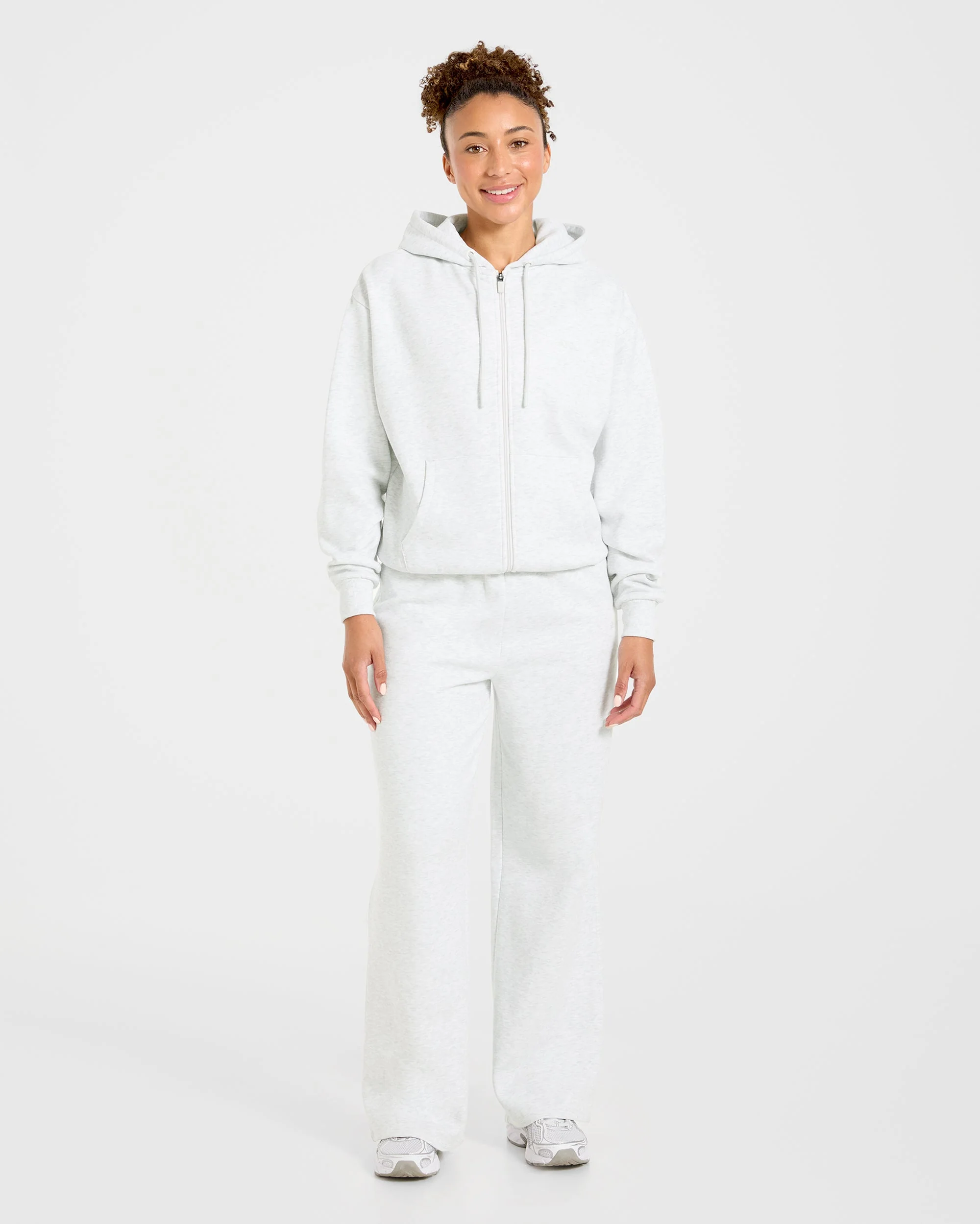 Lifestyle Oversized Zip Up Hoodie - Heather Grey - Image 3