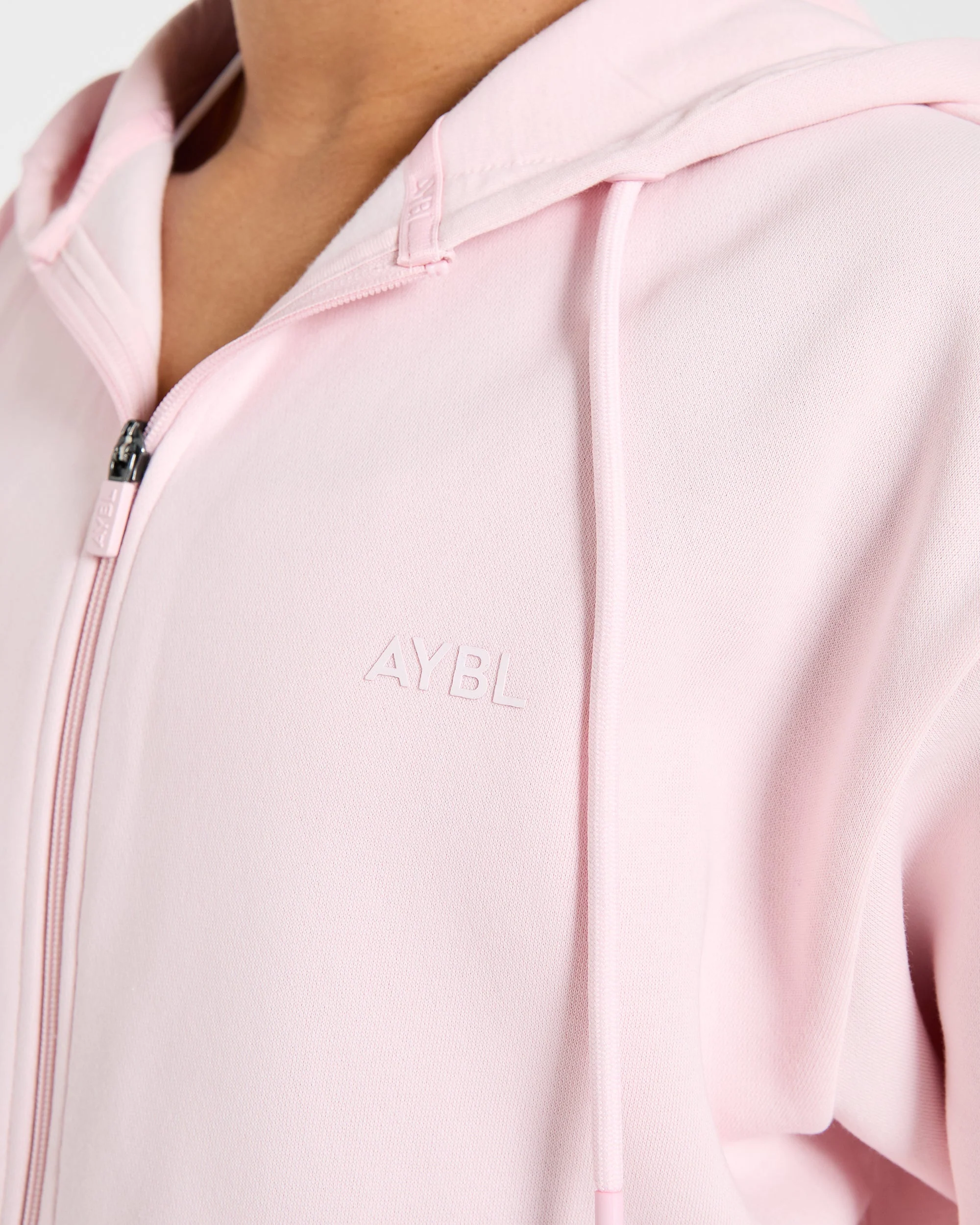 Lifestyle Oversized Zip Up Hoodie - Pastel Pink - Image 5