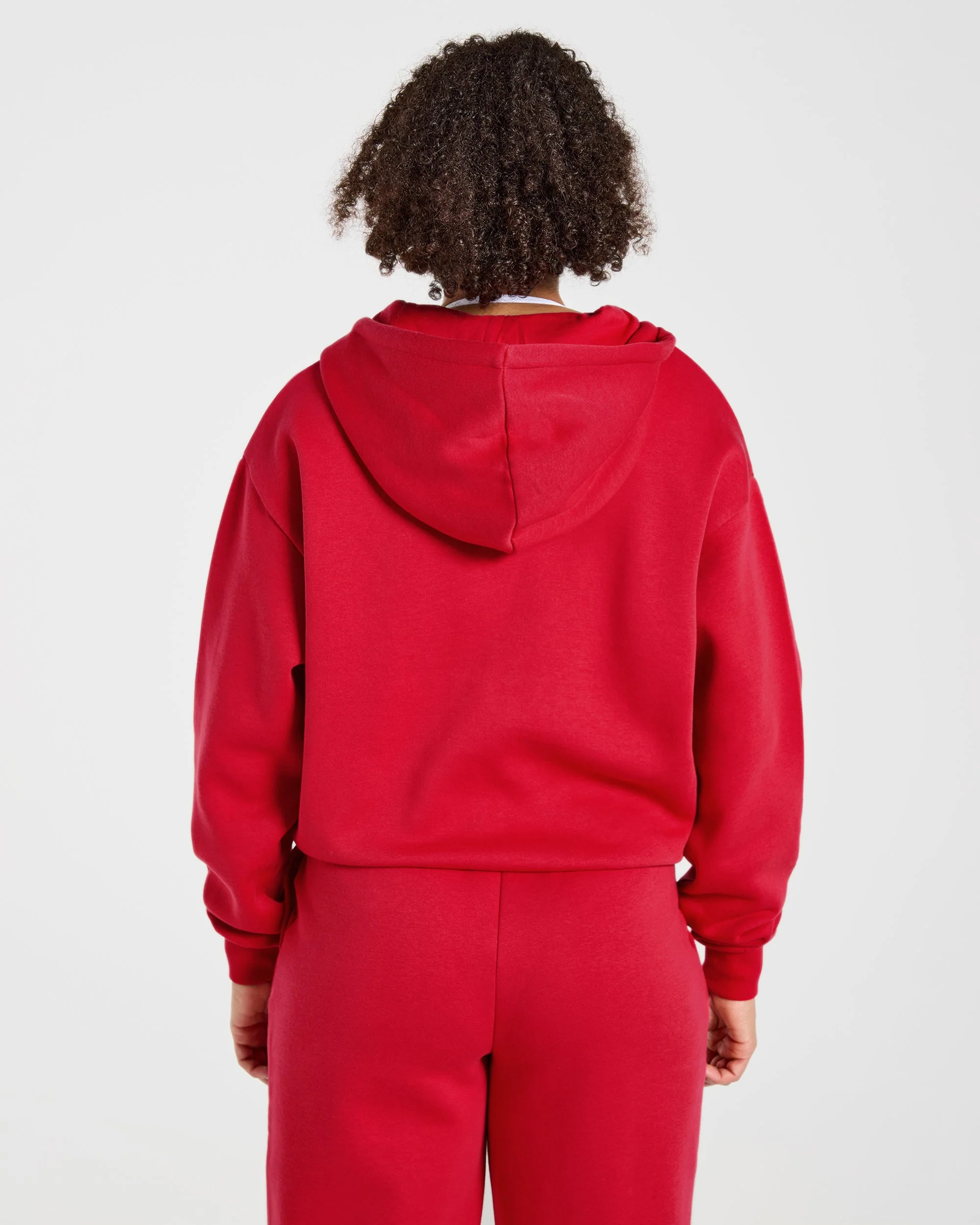 Lifestyle Oversized Zip Up Hoodie - Red - Image 2