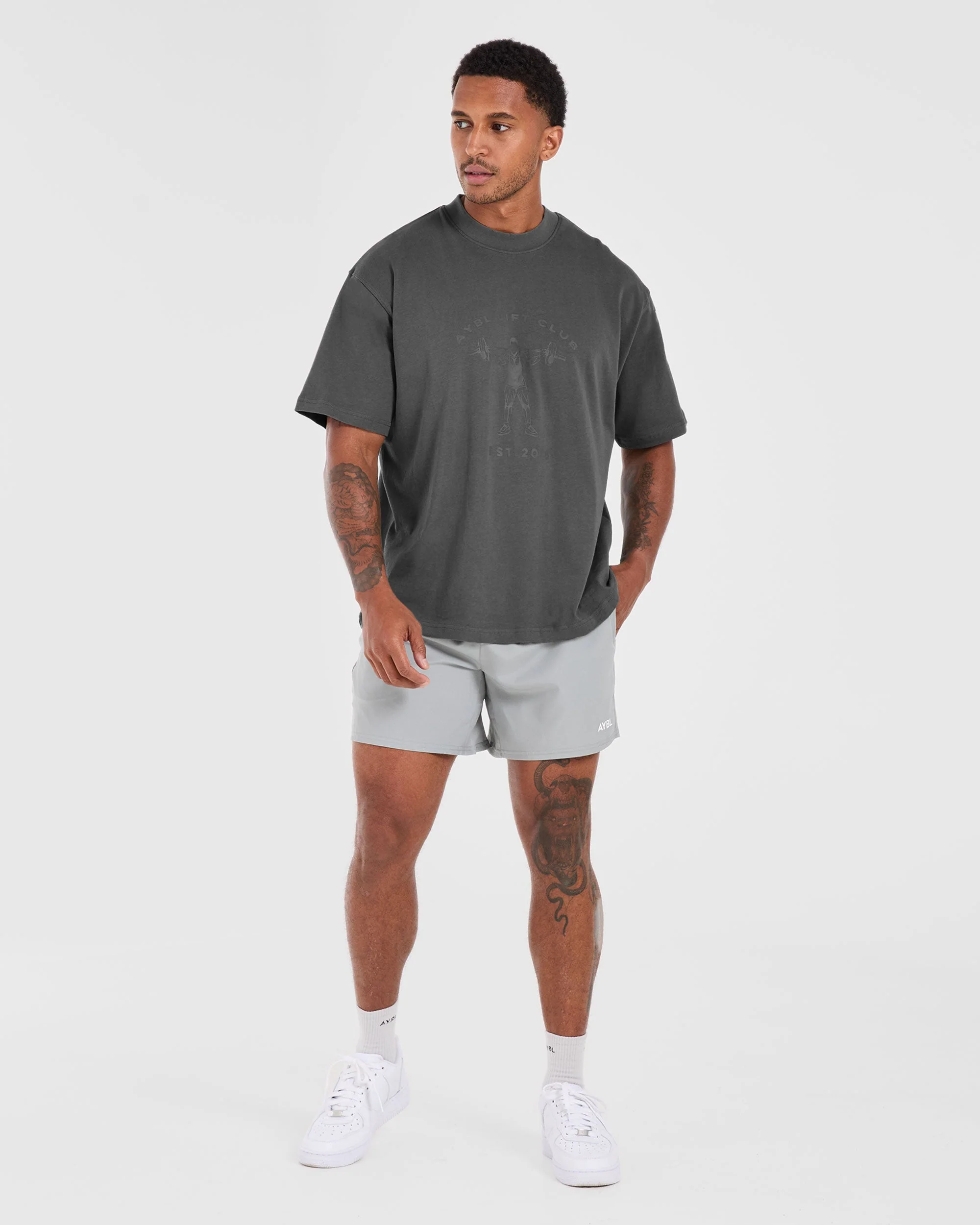 Lift Club Oversized T Shirt - Charcoal - Image 3