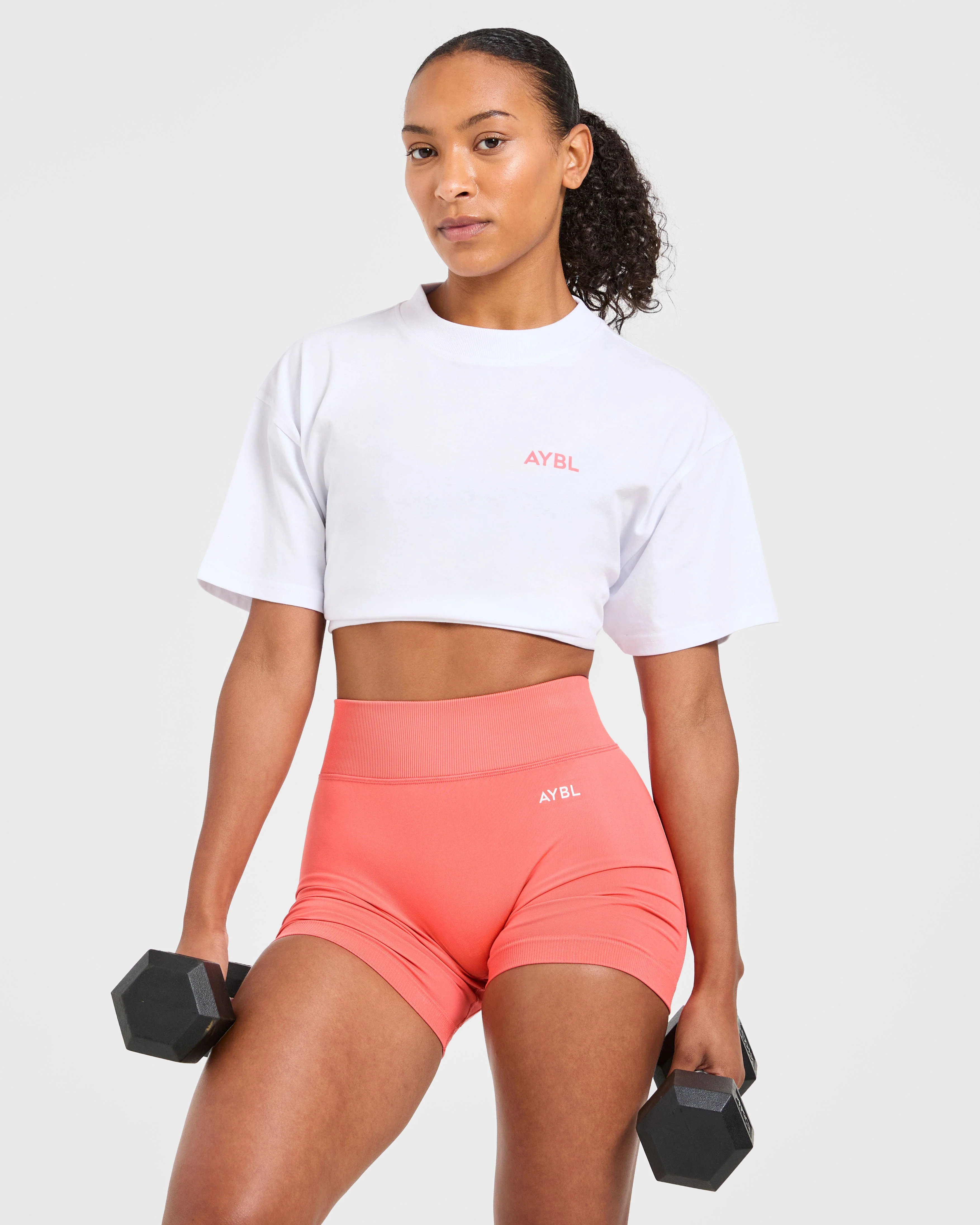 Lift Graphic Oversized T Shirt - White/Coral Peach - Image 7