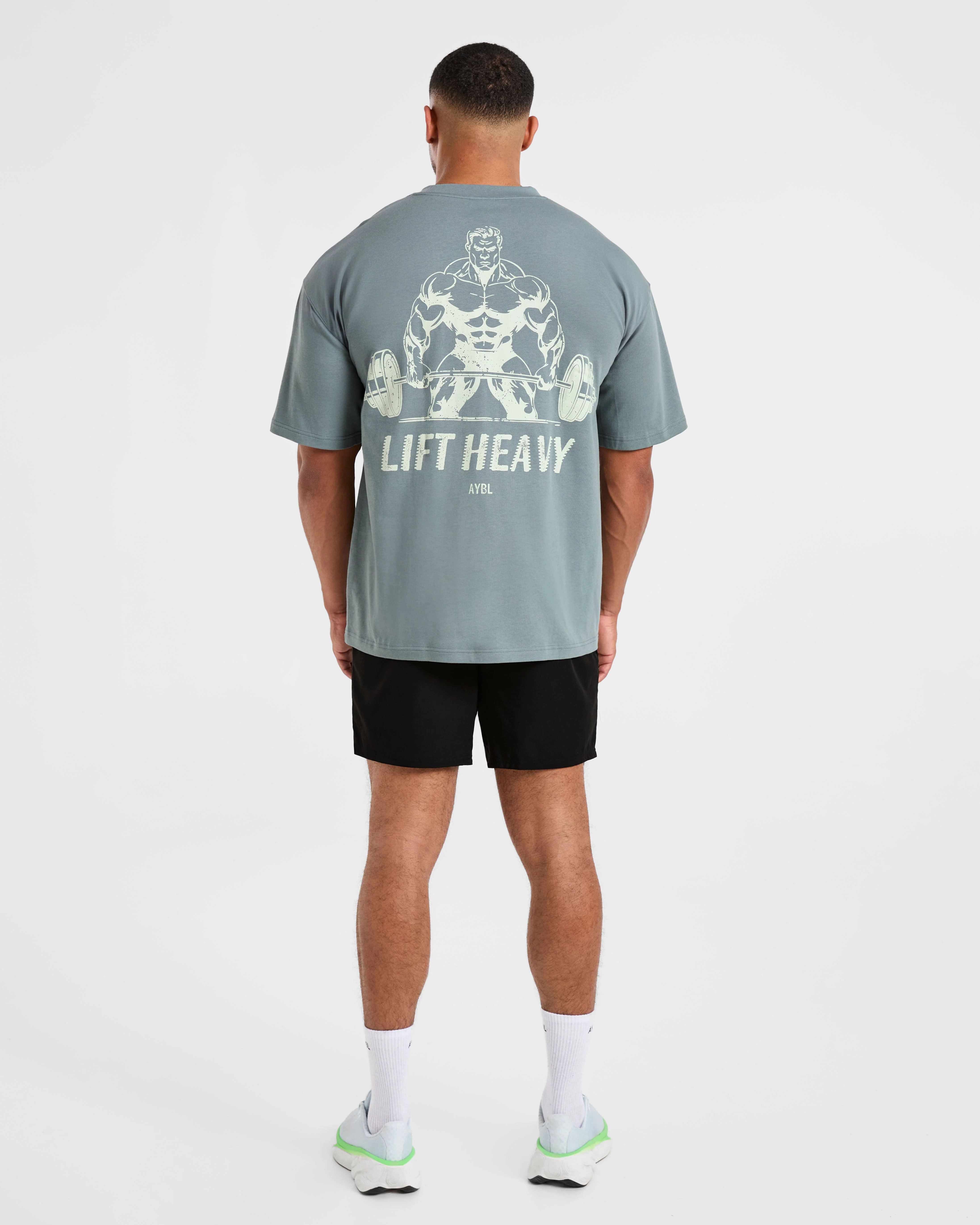 Lift Heavy Oversized T Shirt - Slate Blue - Image 4