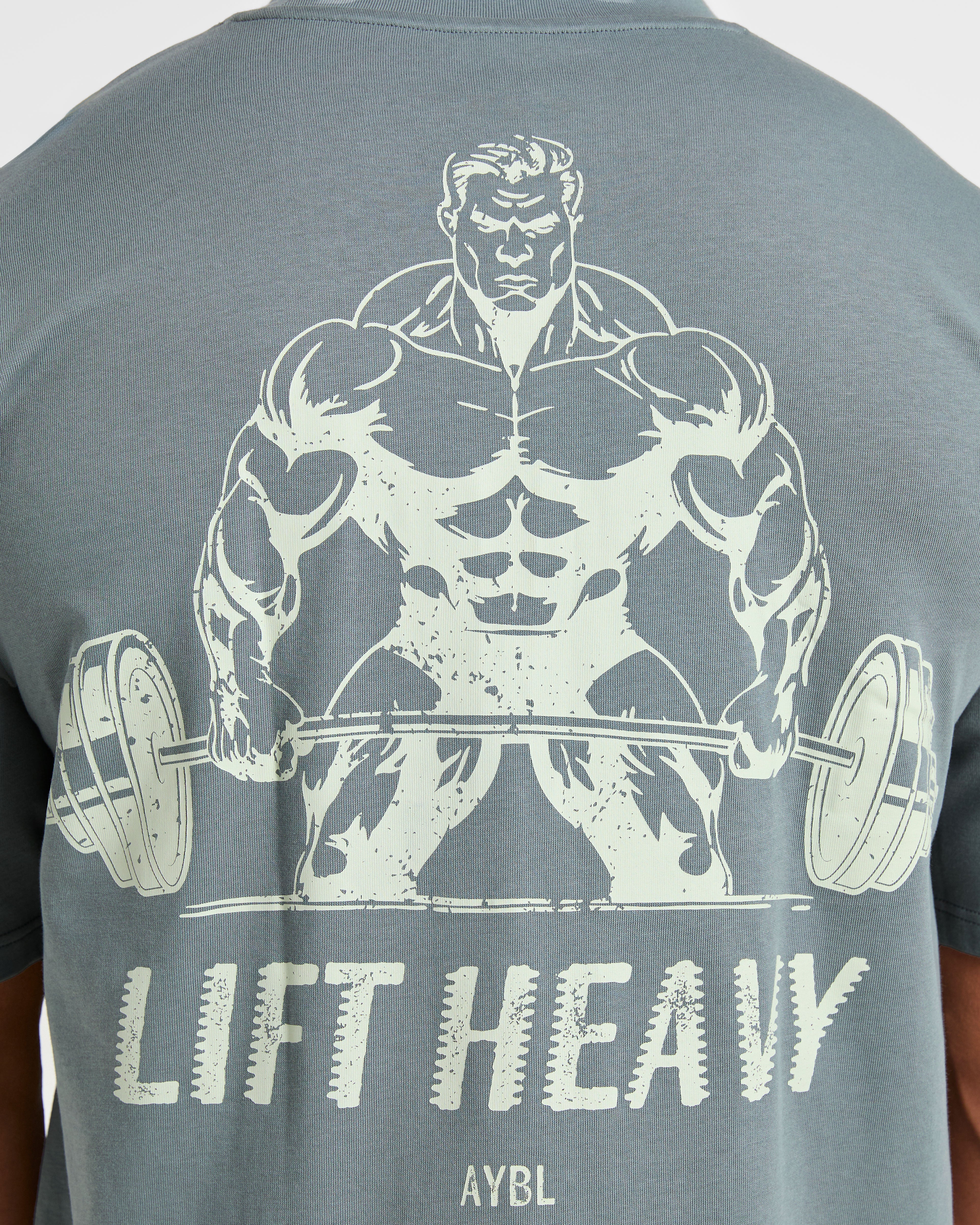 Lift Heavy Oversized T Shirt - Slate Blue - Image 5