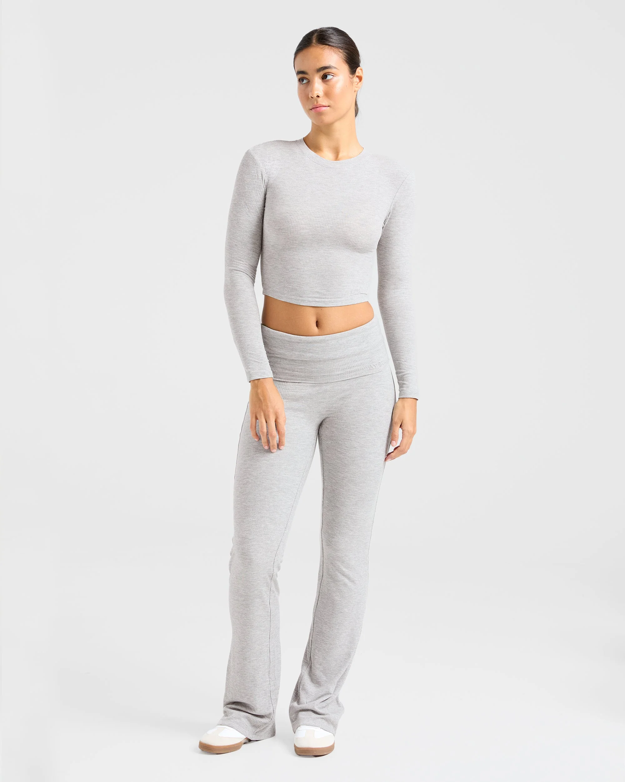 Lounge Ribbed Long Sleeve - Grey Marl - Image 3