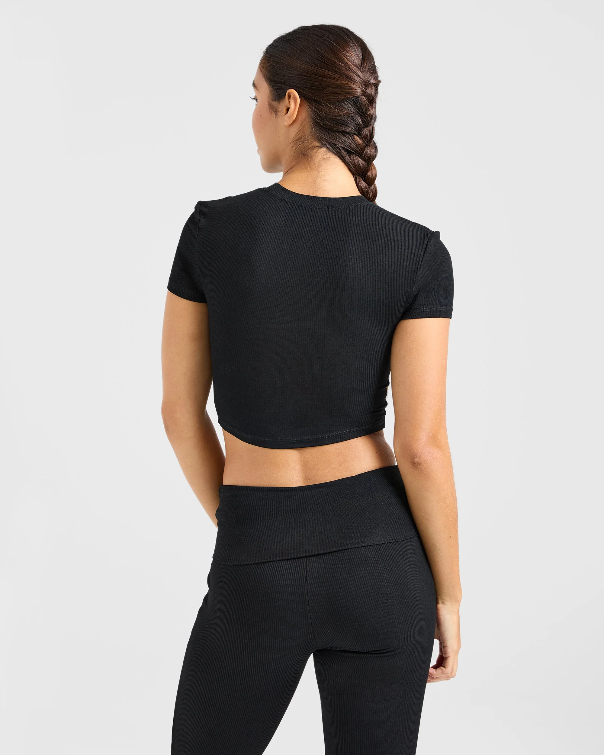 Lounge Ribbed T Shirt - Black - Image 2