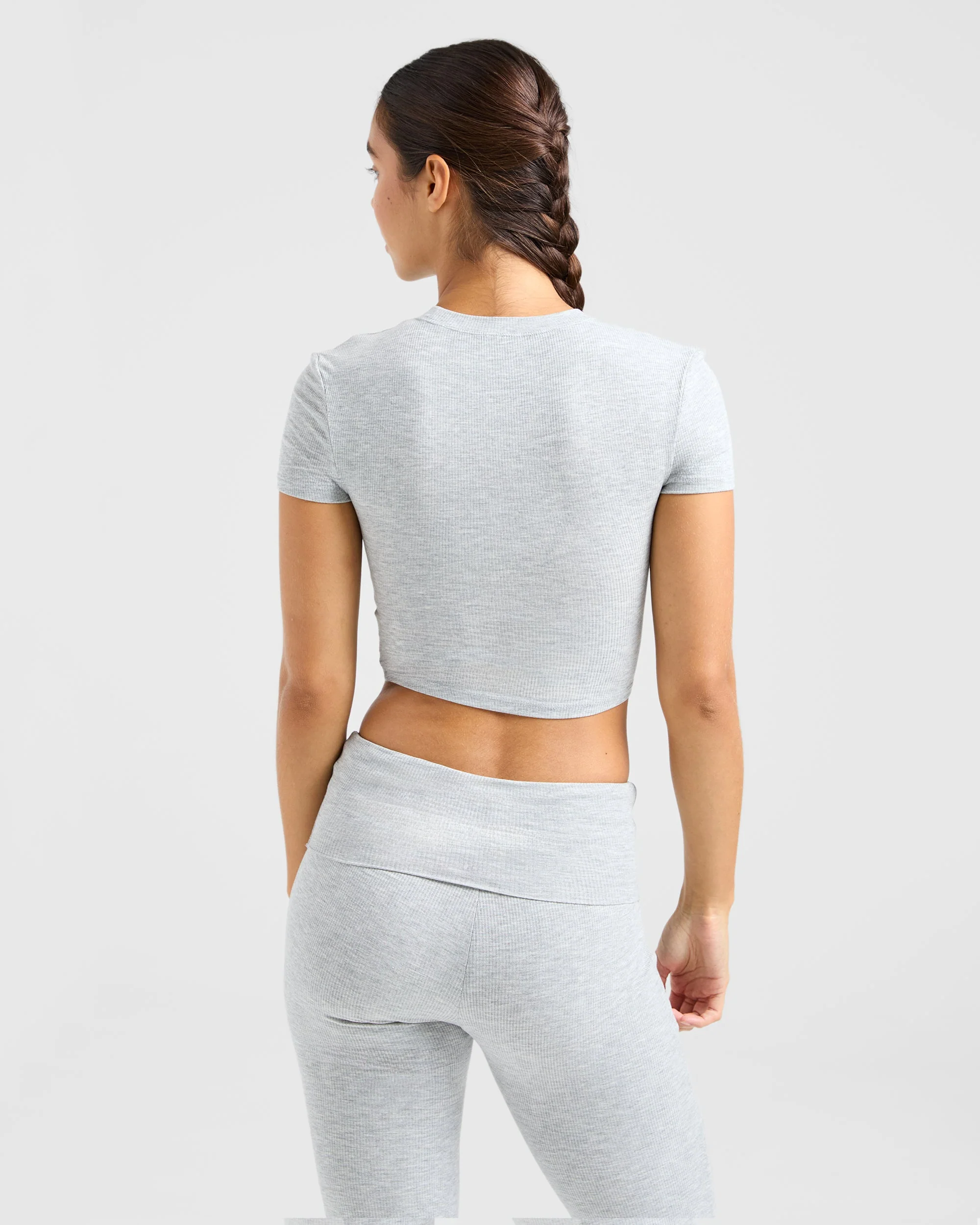 Lounge Ribbed T Shirt - Grey Marl - Image 2