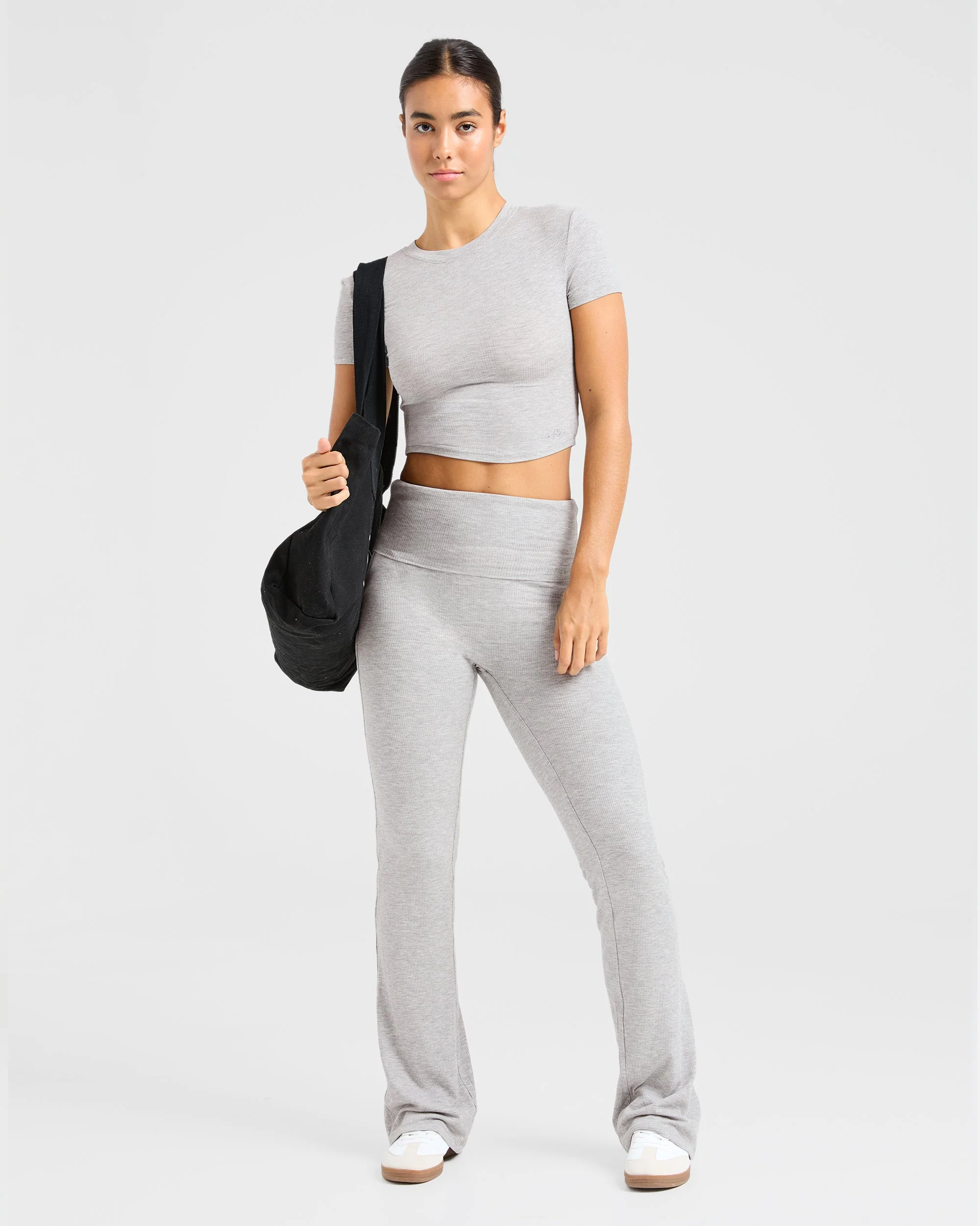 Lounge Ribbed T Shirt - Grey Marl - Image 5