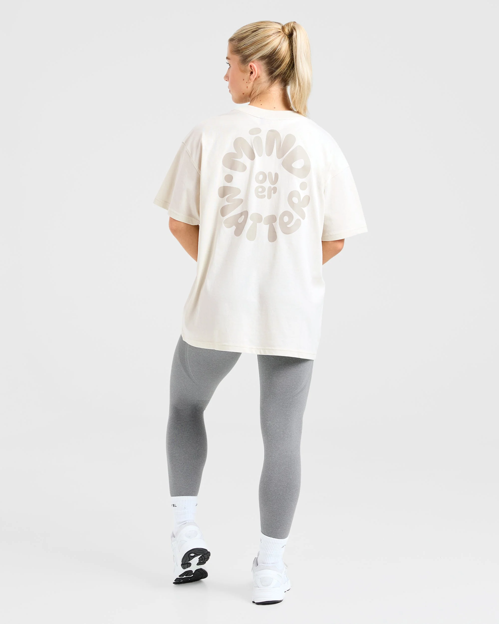 Mind Over Matter V2 Oversized T Shirt - Beige/Brown - Image 3