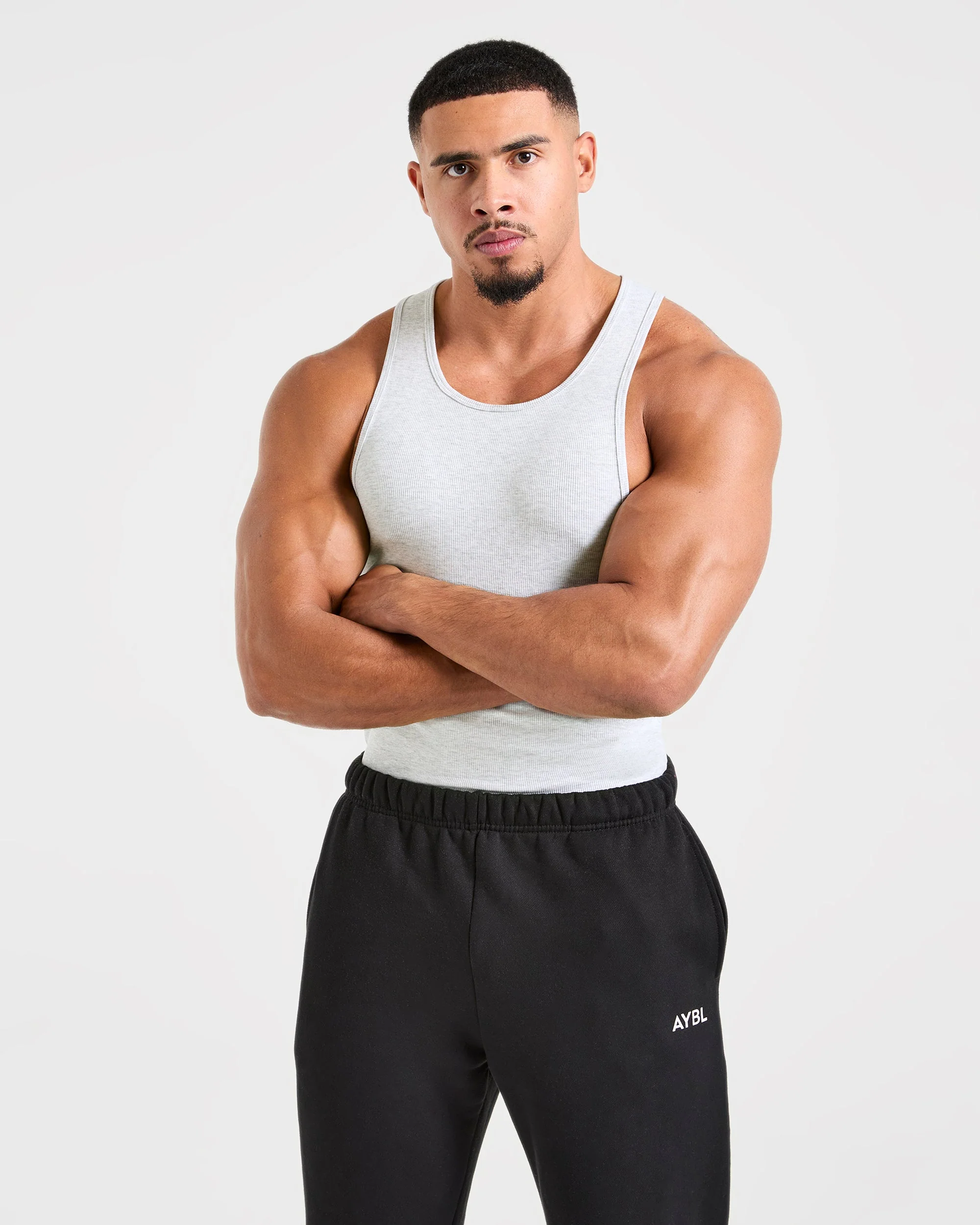 Muscle Ribbed Tank - Light Grey Marl - Image 7