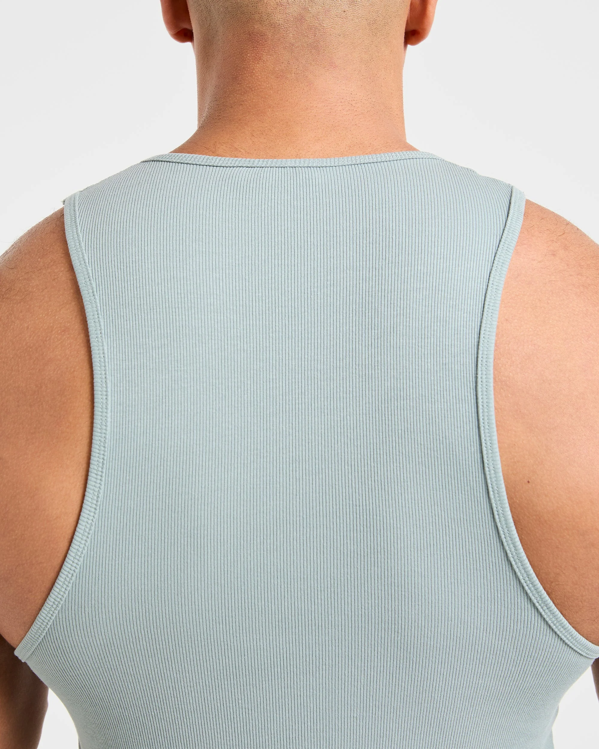 Muscle Ribbed Tank - Stone Blue - Image 6