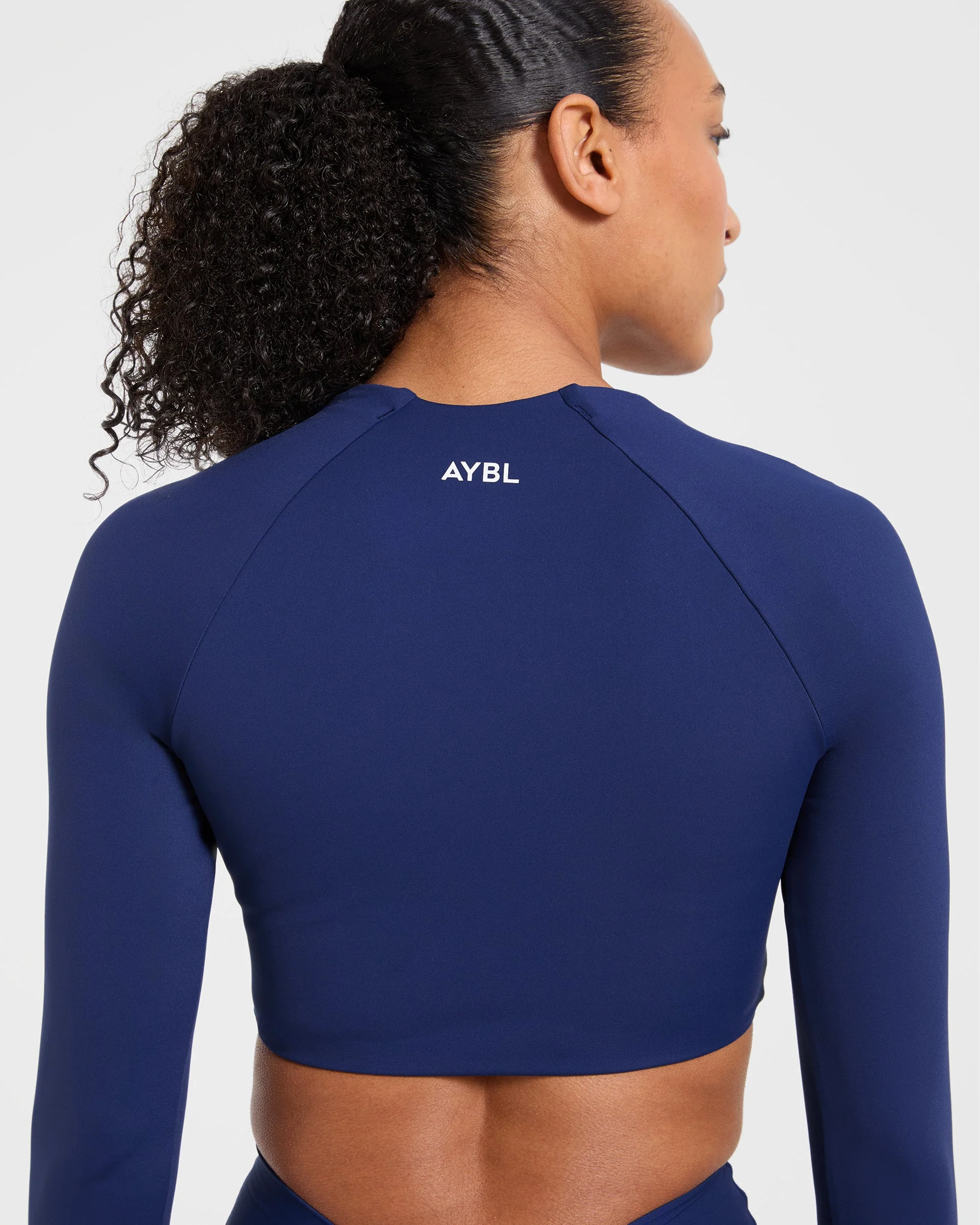 Physique Long Sleeve Crop Top - Midnight Navy - Image 7