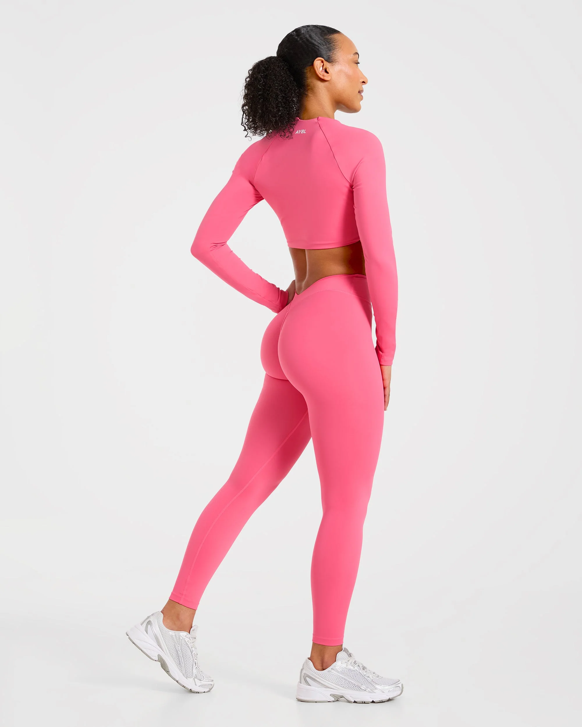 Physique Long Sleeve Crop Top - Roseberry Pink - Image 4