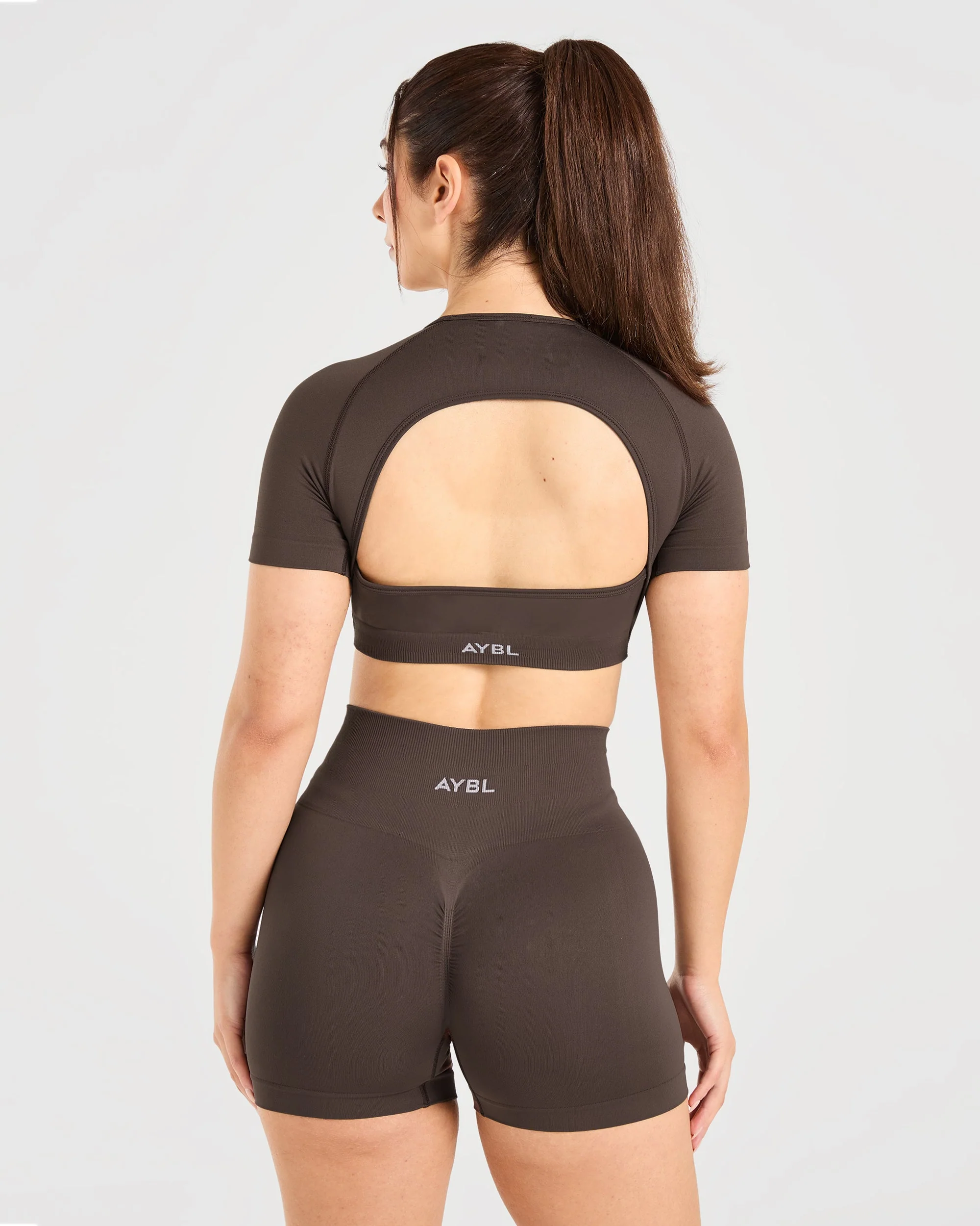 Power Seamless Crop Top - Chestnut Brown - Image 2