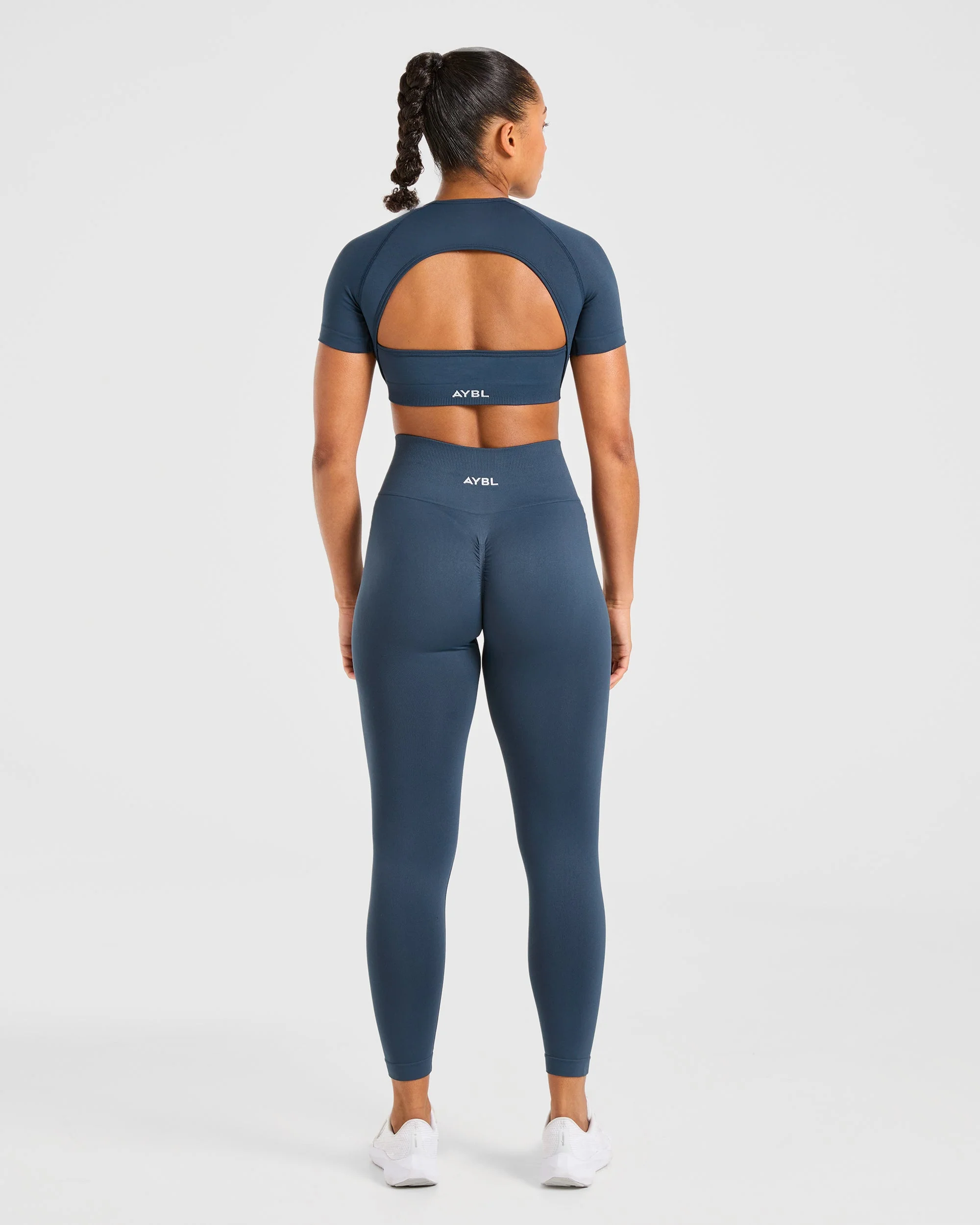 Power Seamless Crop Top - Ocean Teal - Image 4