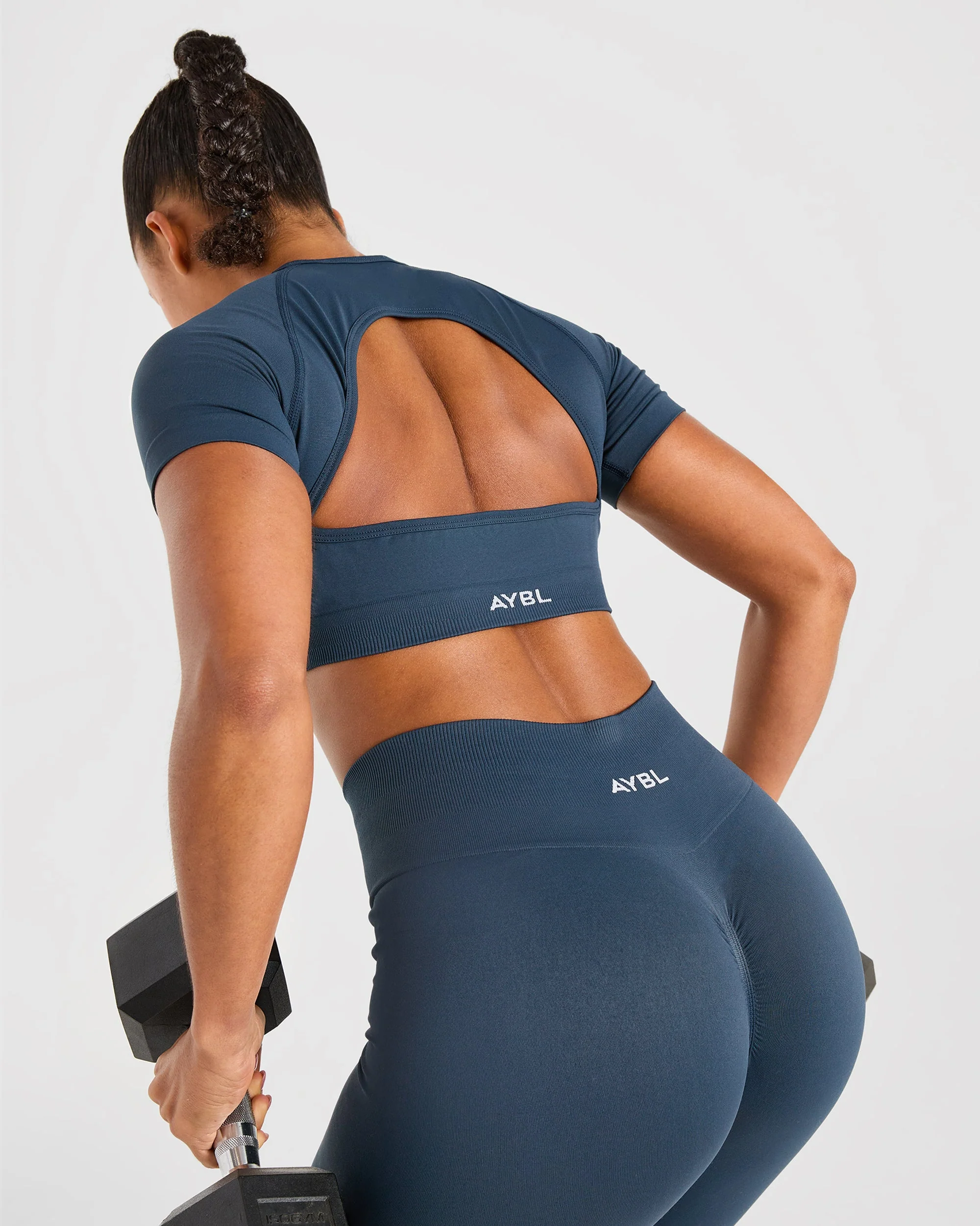 Power Seamless Crop Top - Ocean Teal - Image 7