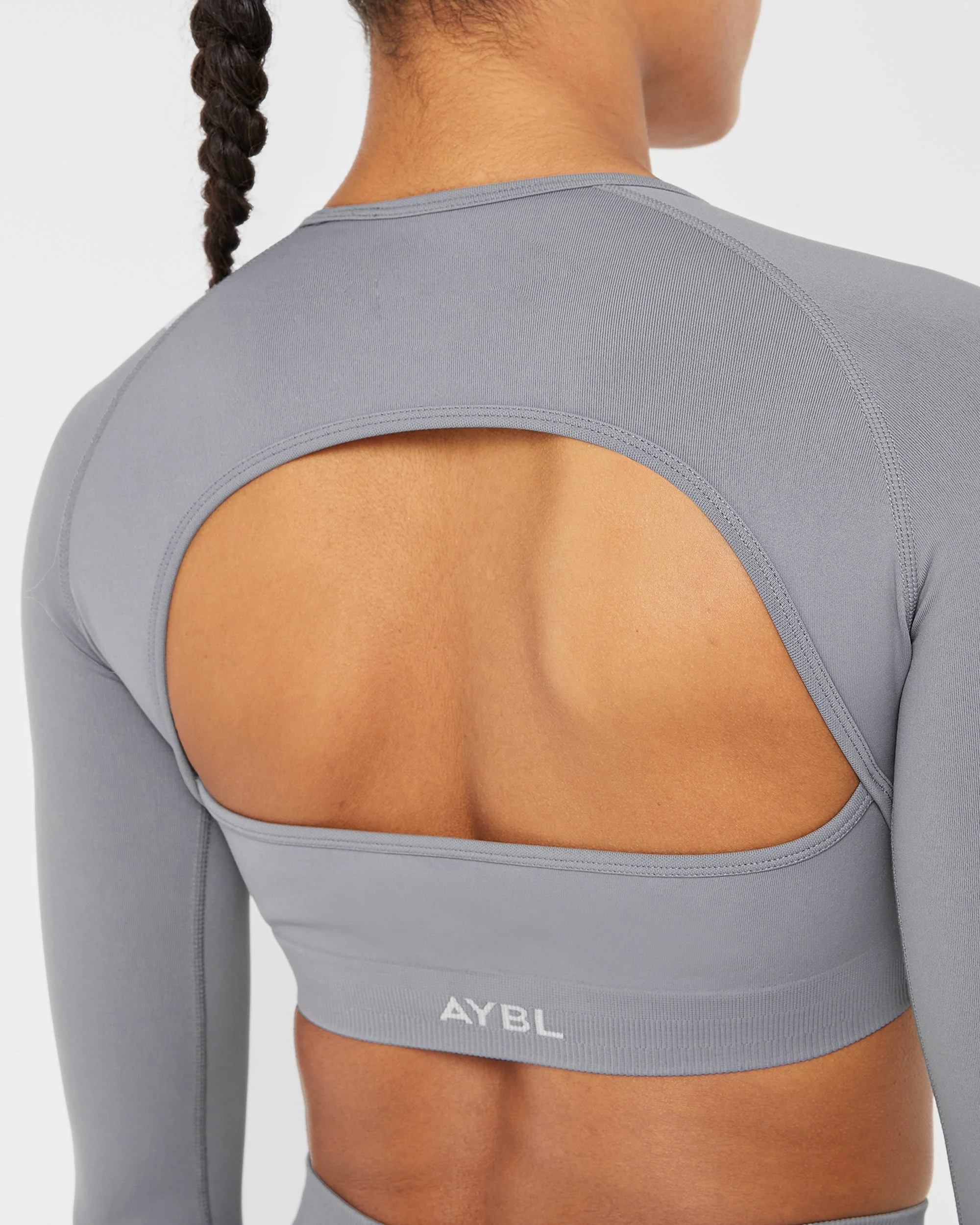 Power Seamless Long Sleeve Crop Top - Grey - Image 6