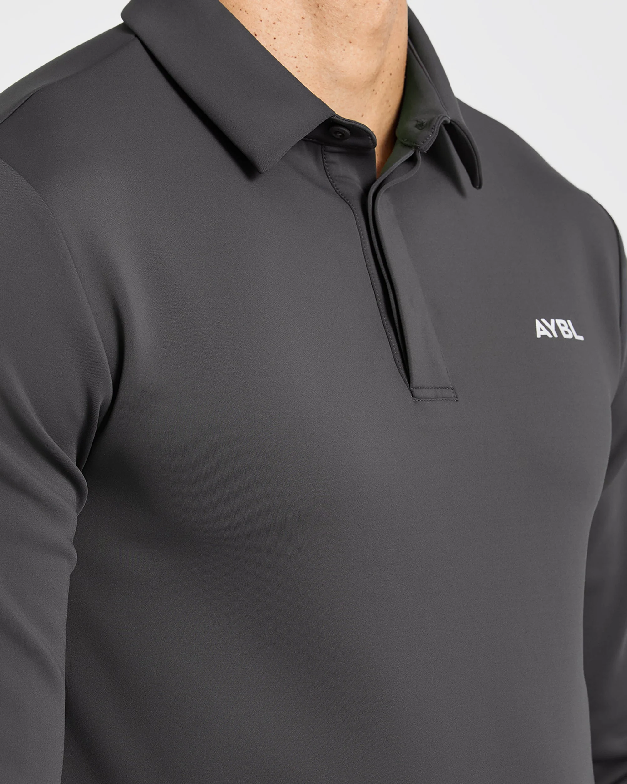 Precision Longsleeve Collared Pullover - Charcoal - Image 6