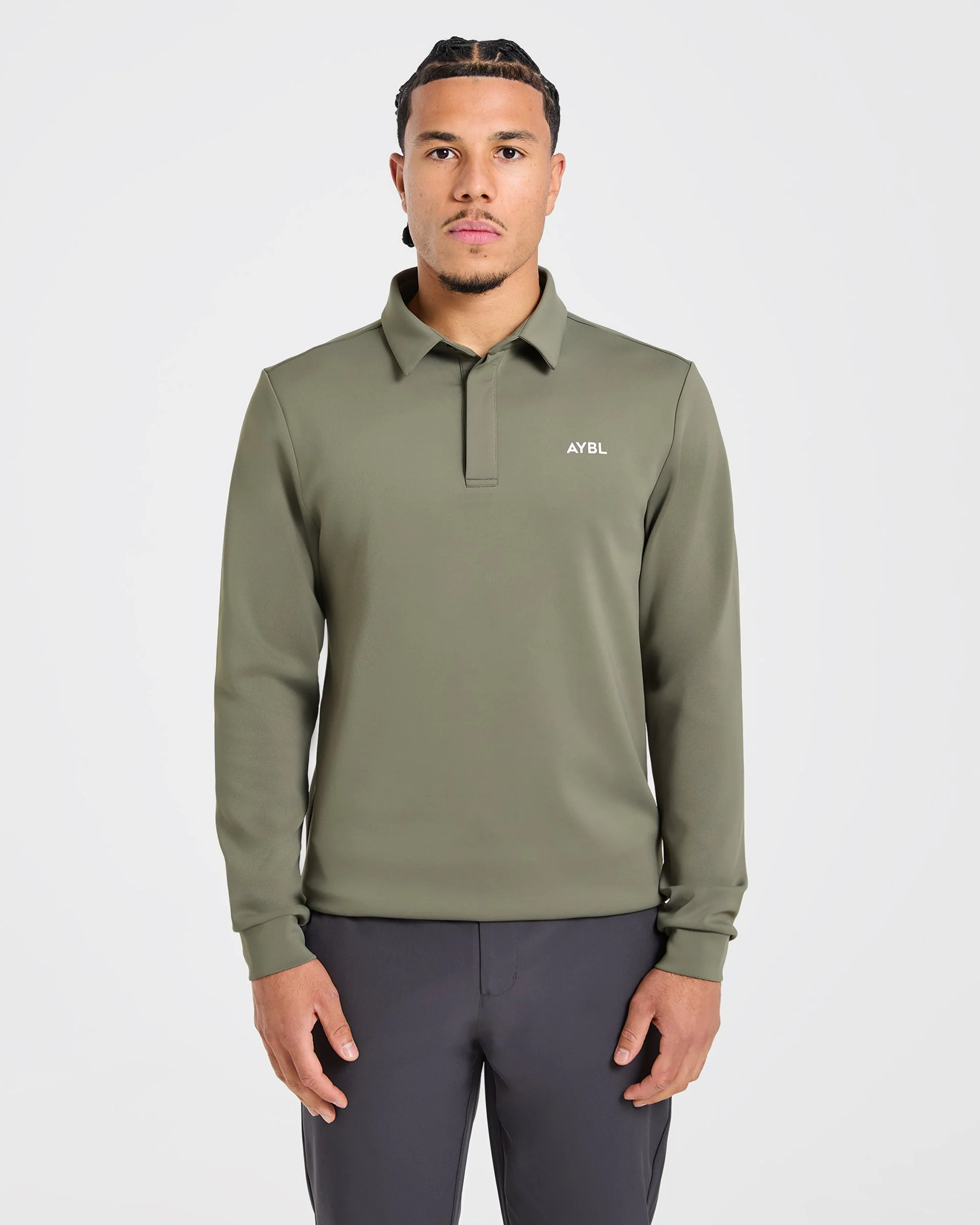 Precision Longsleeve Collared Pullover - Deep Sage