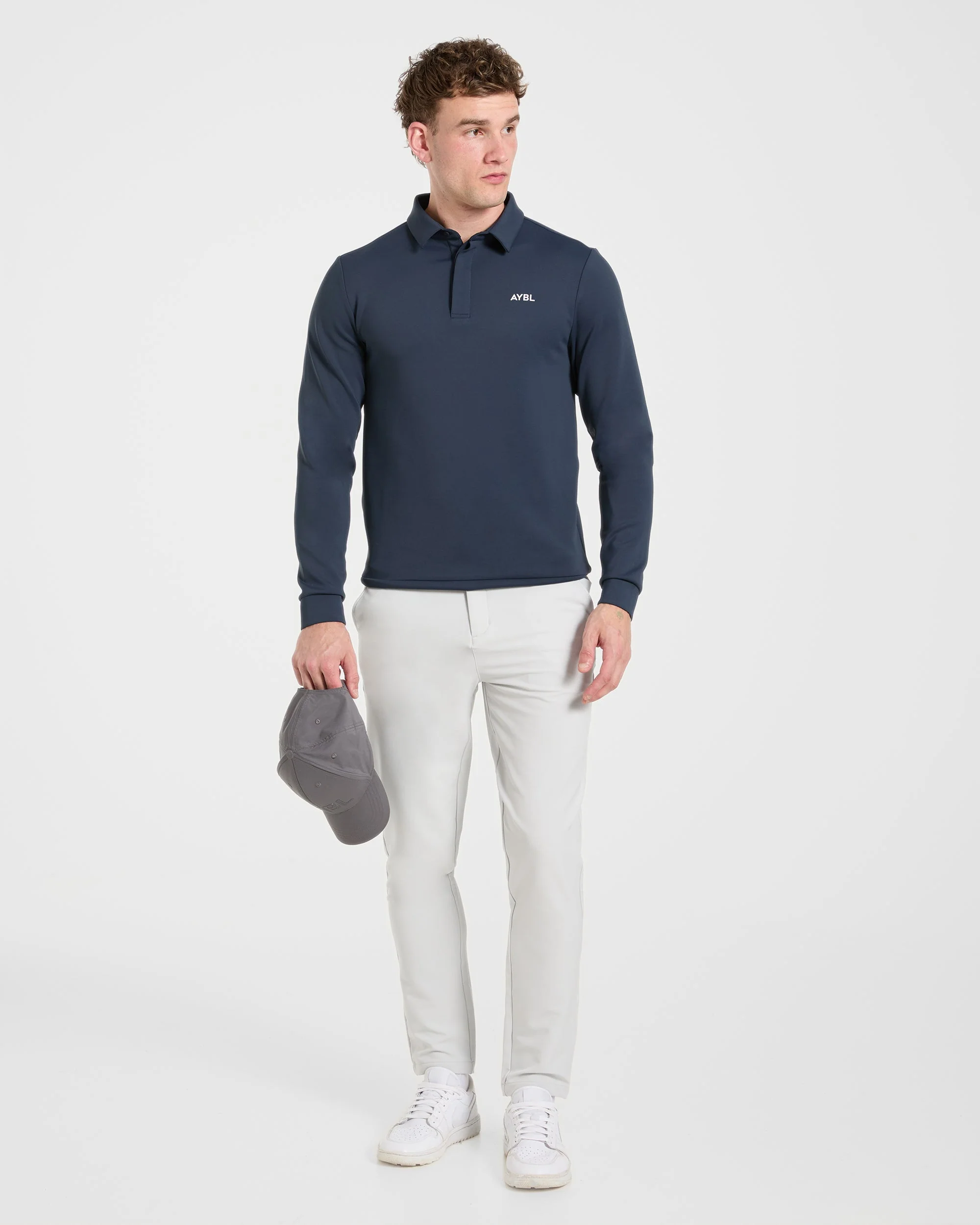 Precision Longsleeve Collared Pullover - Navy Blue - Image 8
