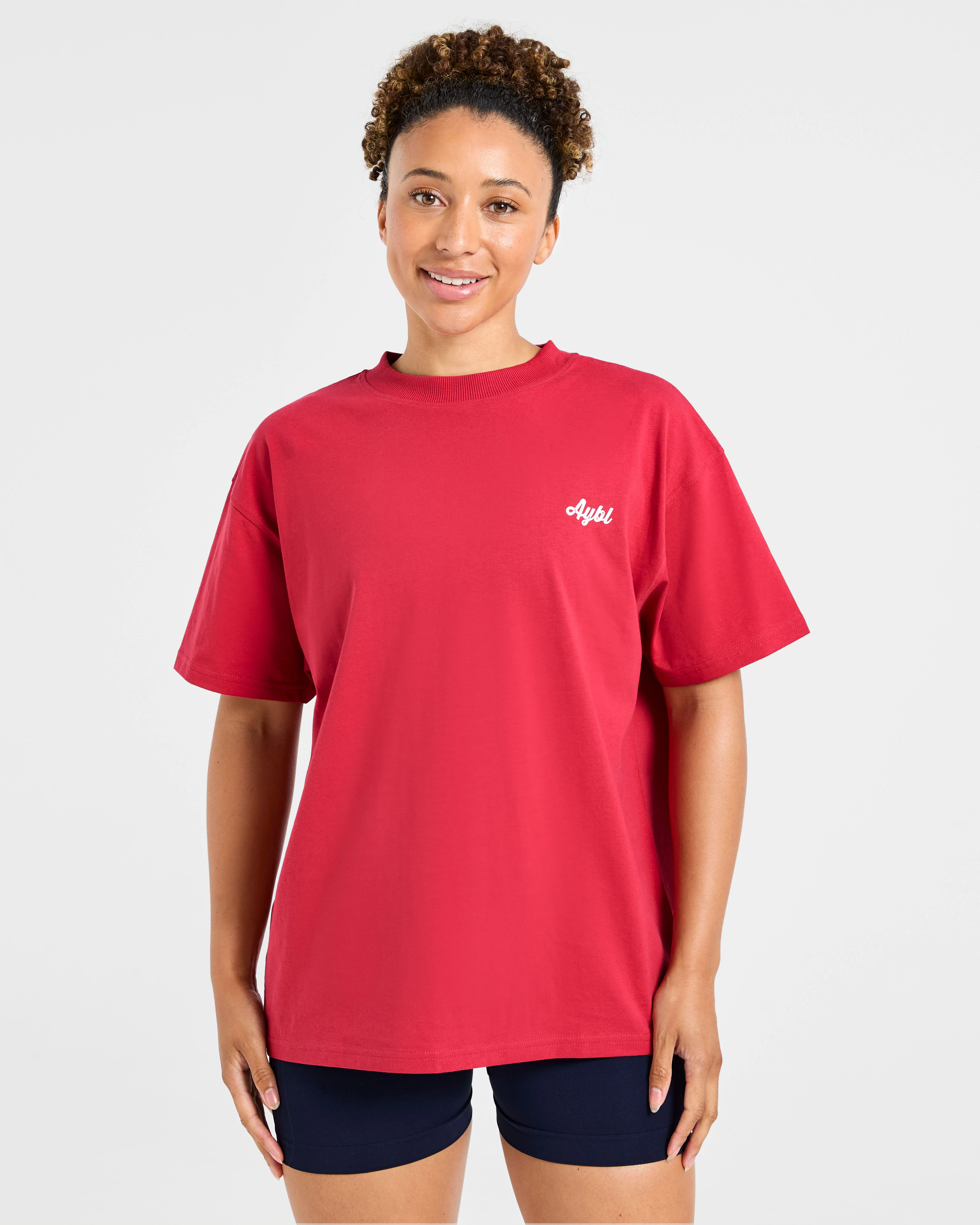Retro Athletics Club Oversized T Shirt - Red/Blue - Image 2