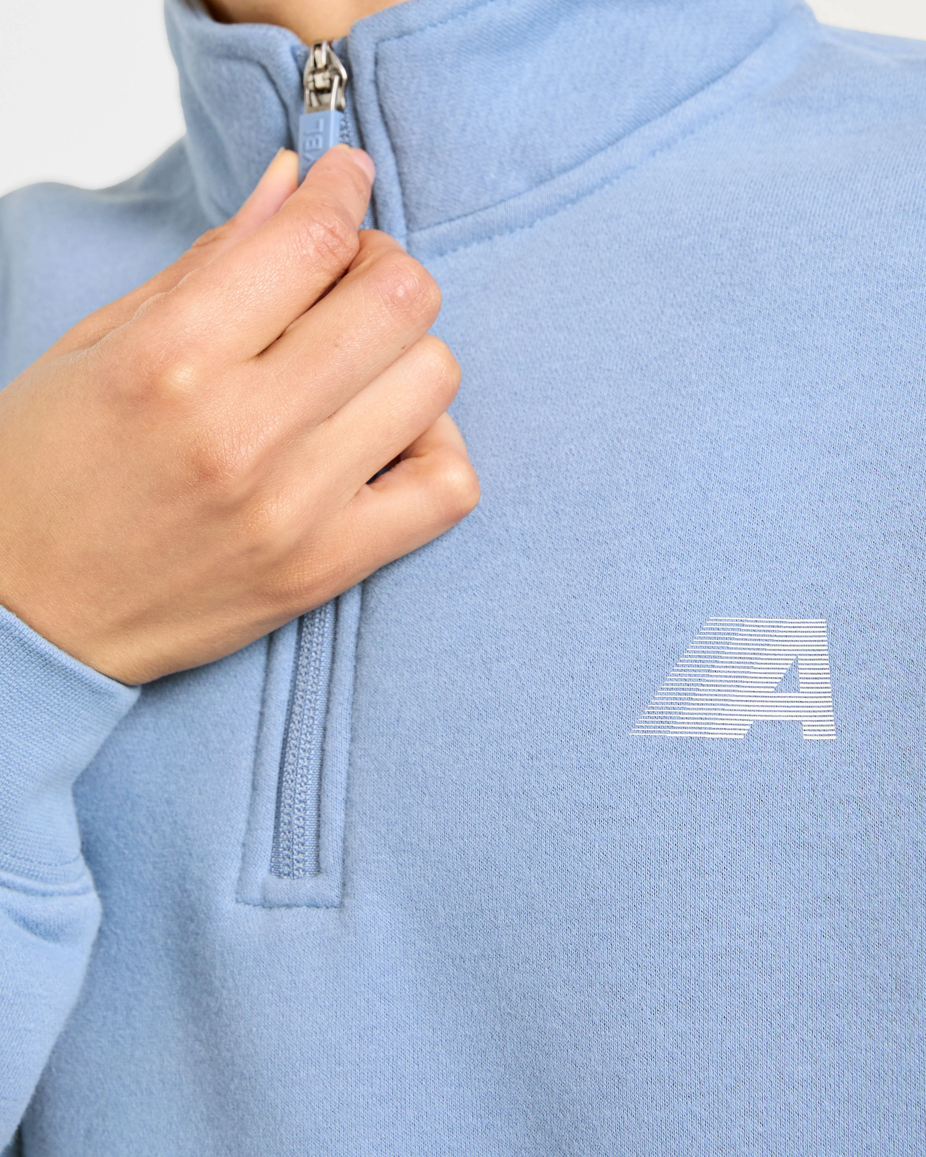Retro Athletics Oversized 1/4 Zip Pullover - Vintage Blue - Image 5