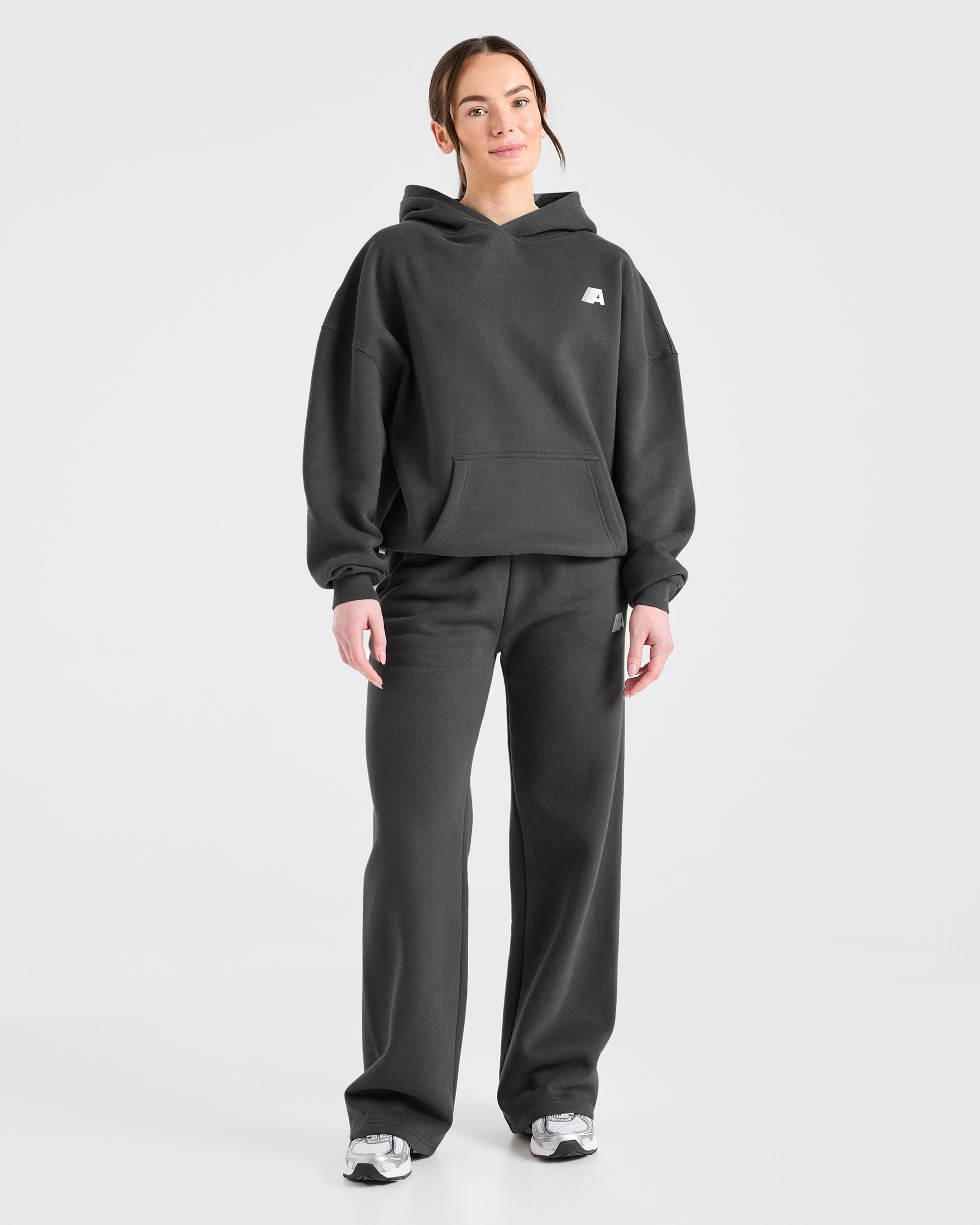 Retro Athletics Oversized Straight Leg Joggers - Charcoal - Image 3