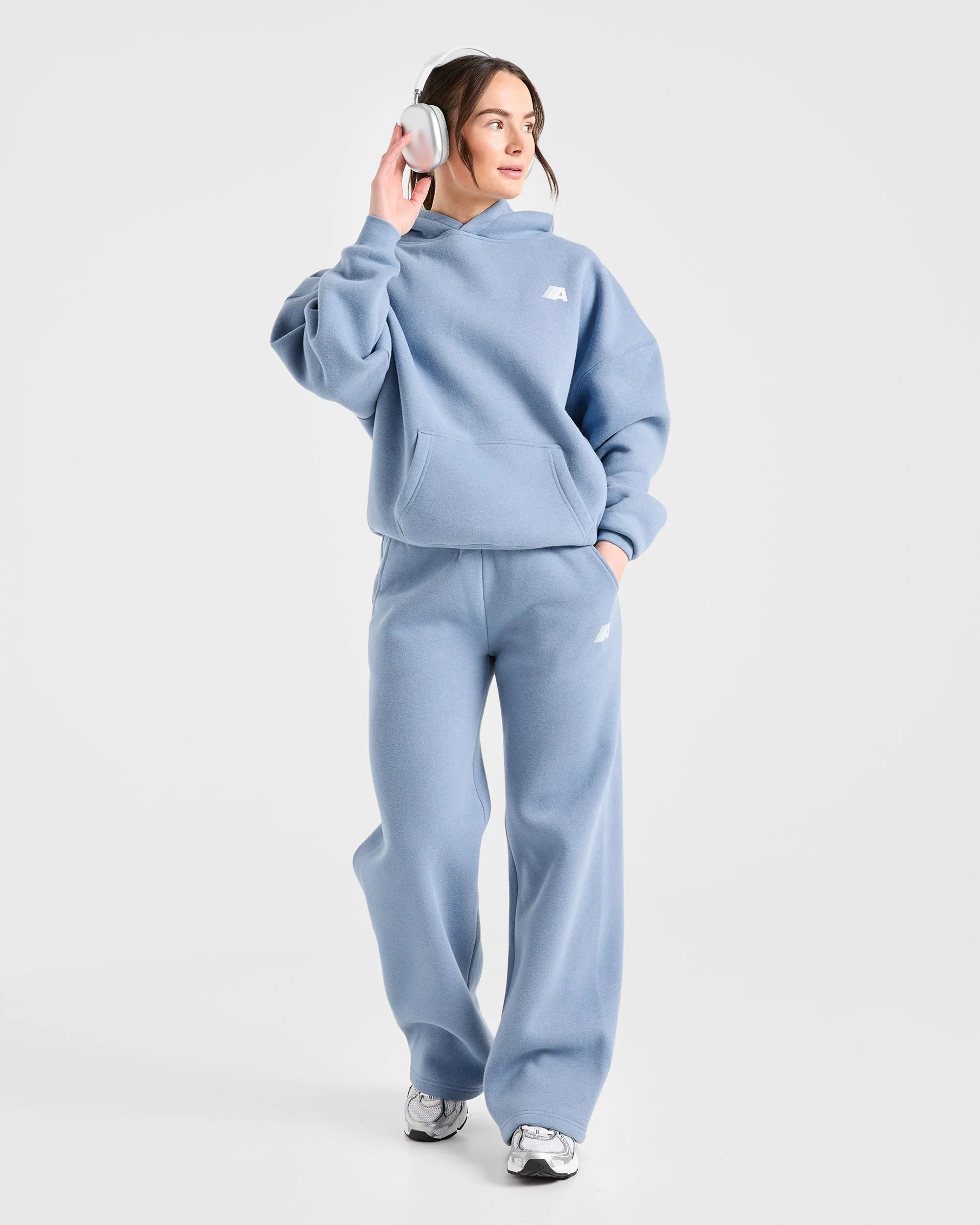 Retro Athletics Oversized Straight Leg Joggers - Vintage Blue - Image 10