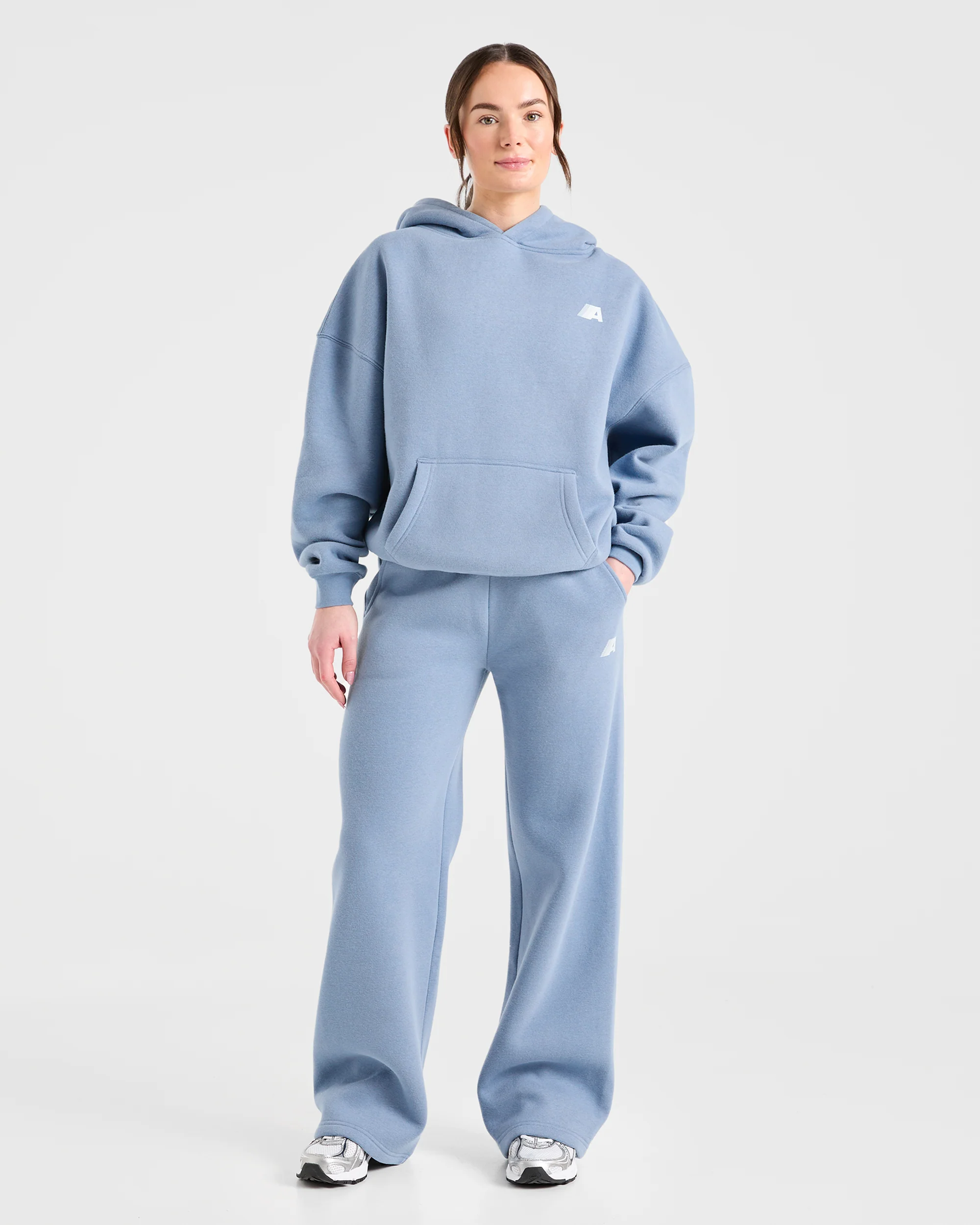 Retro Athletics Oversized Straight Leg Joggers - Vintage Blue - Image 5