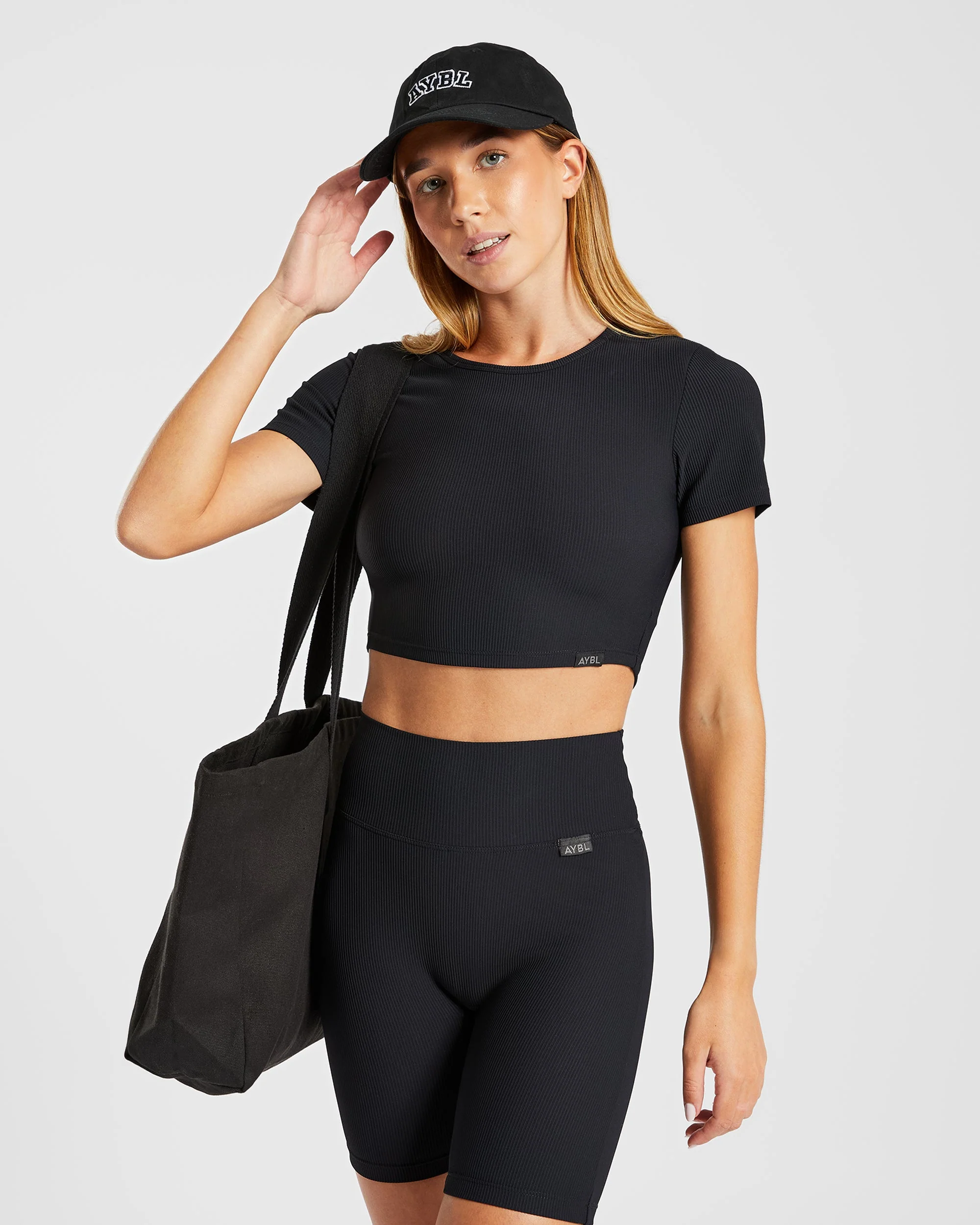 Sculpt Ribbed Crop Top - Black - Image 6
