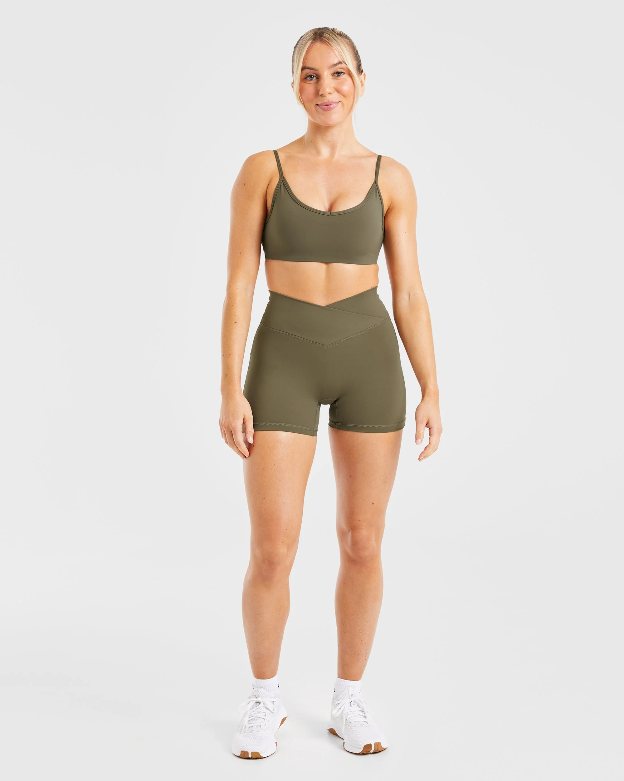 Sculpt Wrap Shorts - Deep Khaki - Image 3