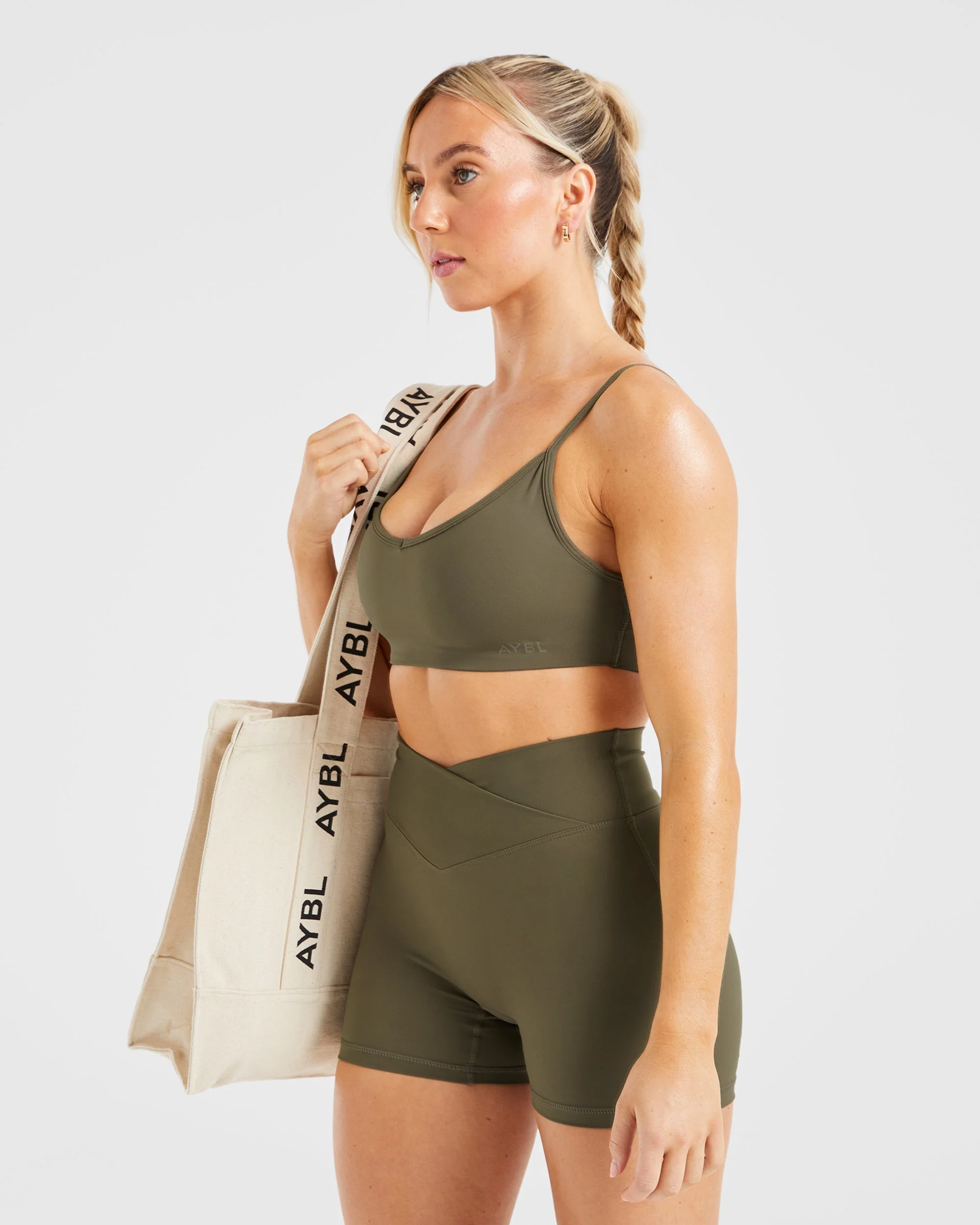 Sculpt Wrap Sports Bra - Deep Khaki - Image 8