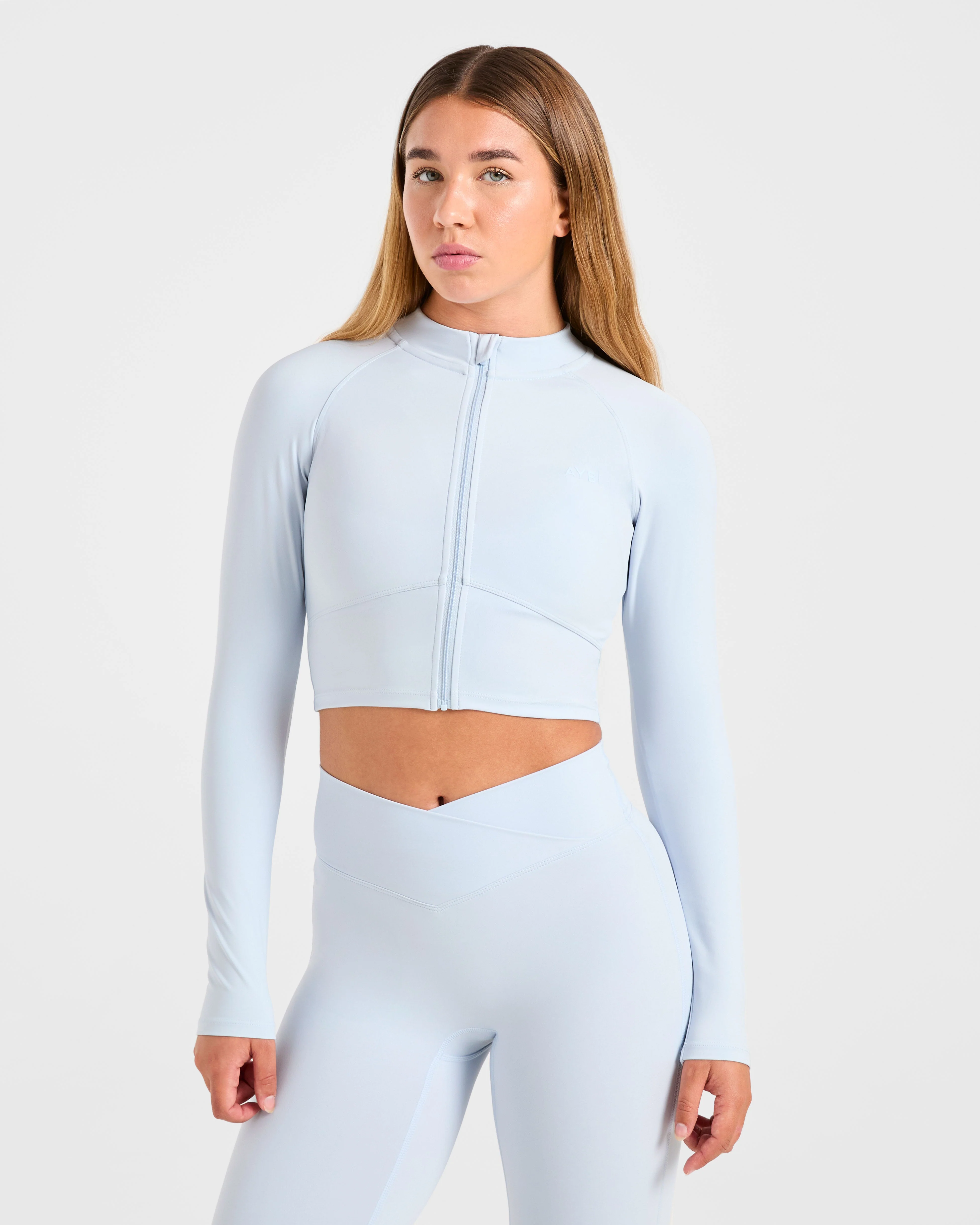 Sculpt Wrap Zip Up Jacket - Iced Blue
