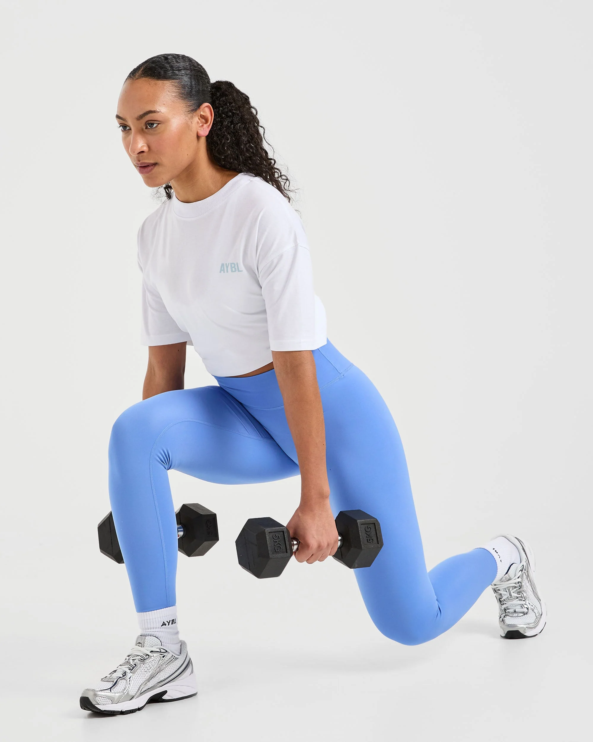Show Up Oversized T Shirt - White/Blue - Image 7