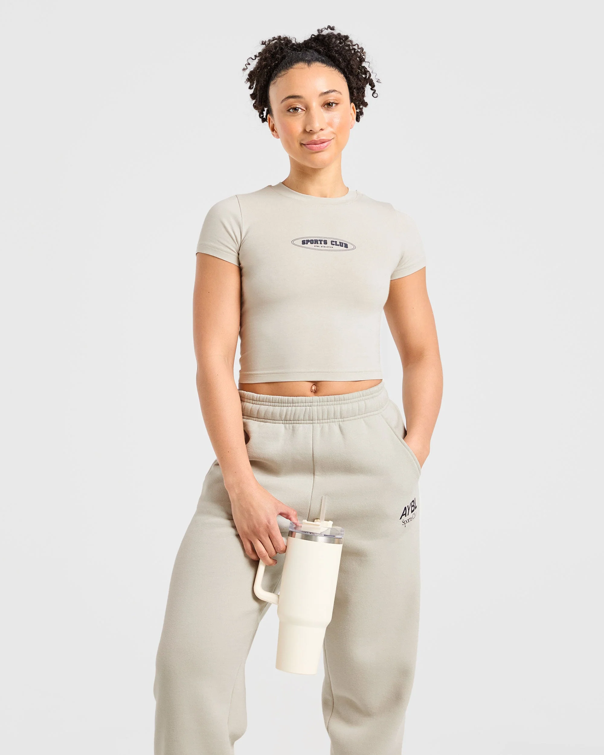 Sports Club Baby Tee - Beige/Navy - Image 8