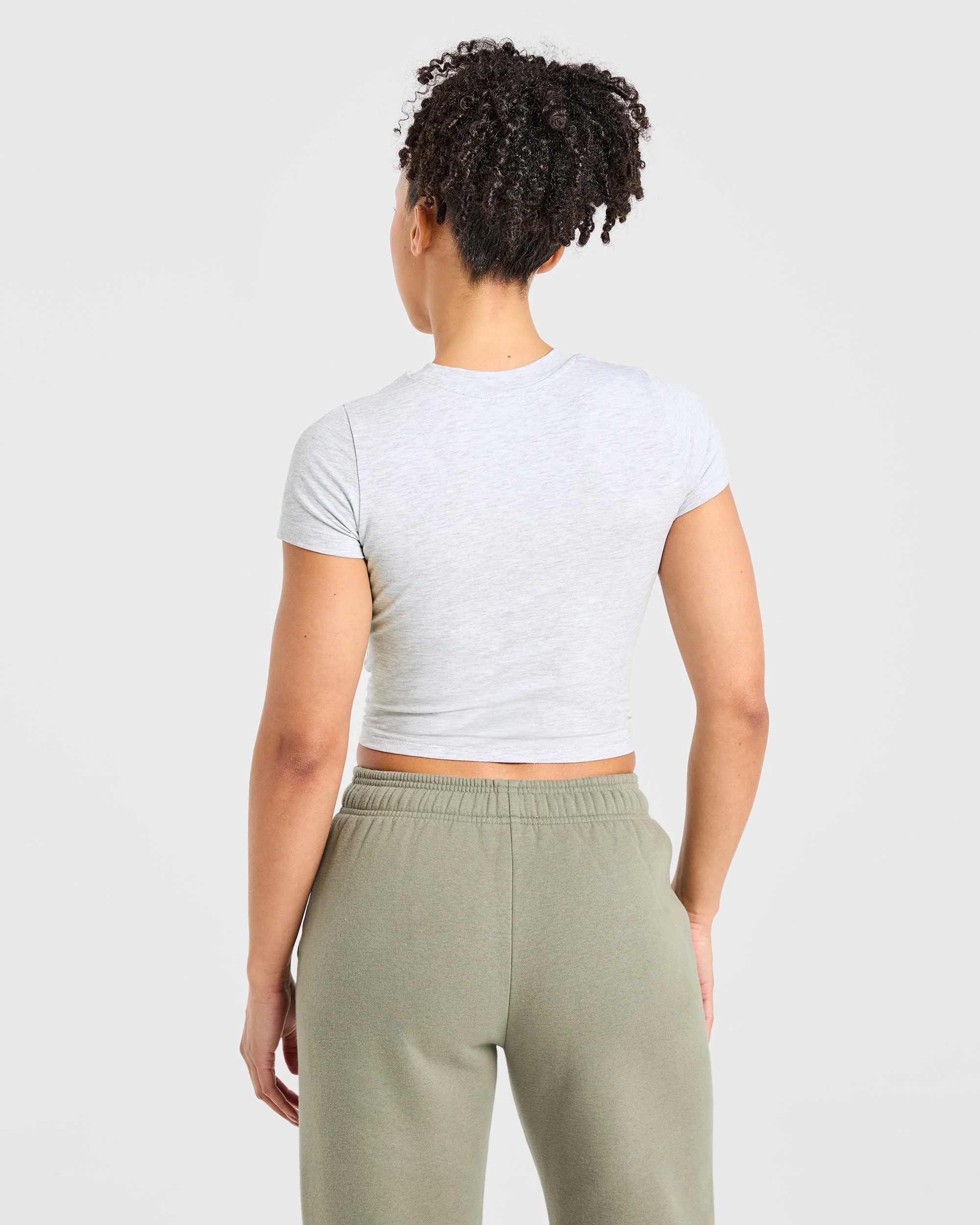 Sports Club Baby Tee - Heather Grey/Green - Image 2