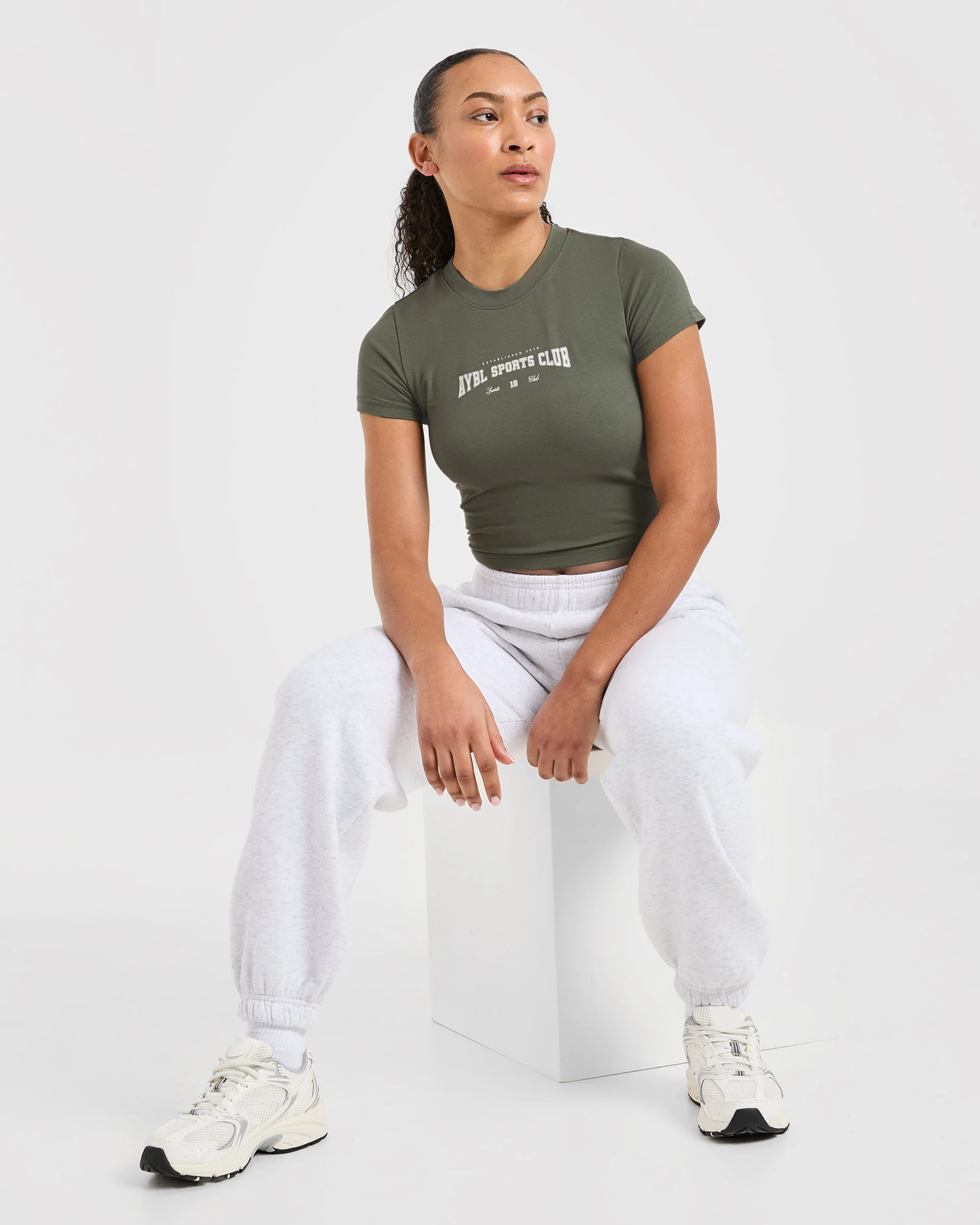 Sports Club Varsity Baby Tee - Forest Green - Image 7