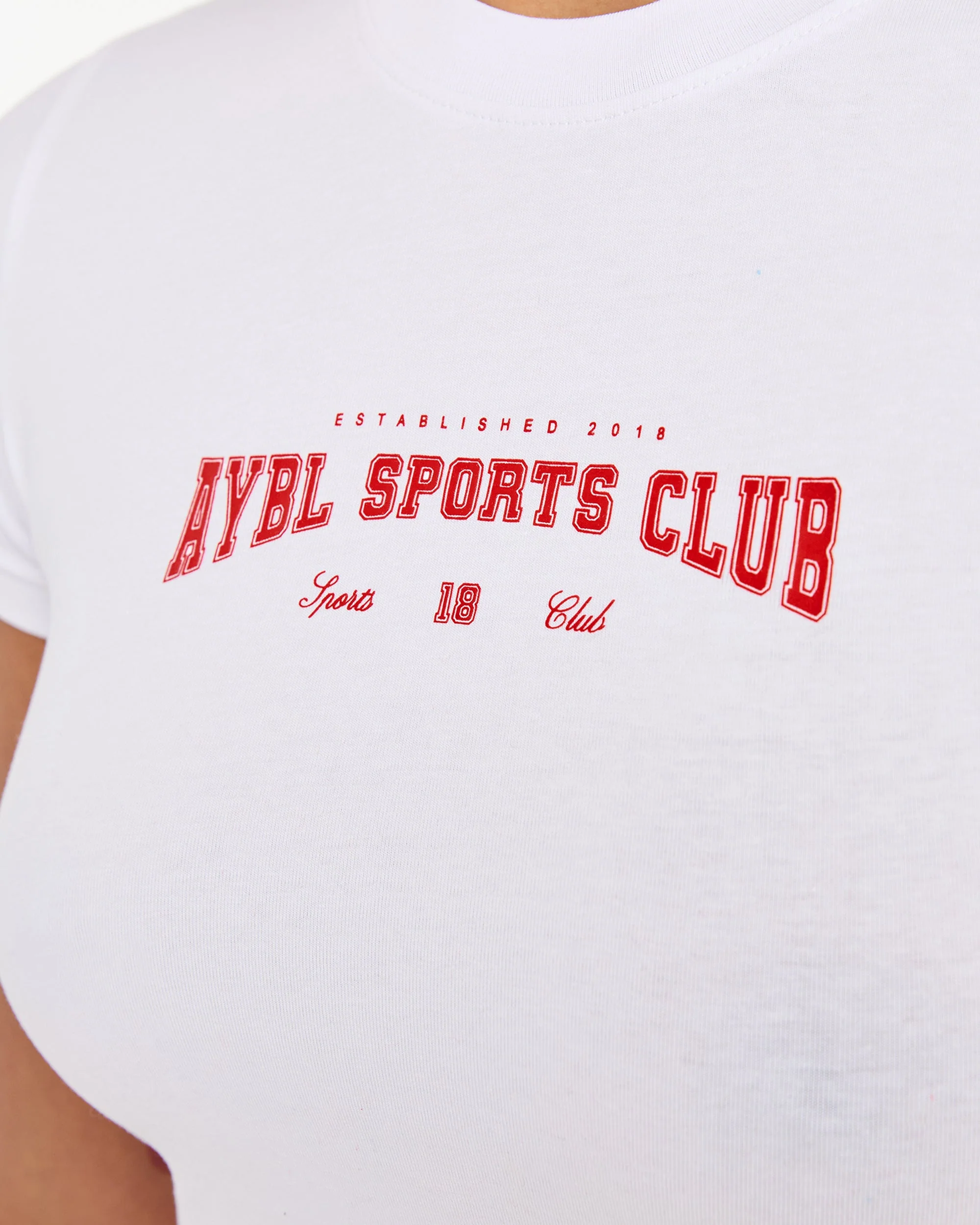 Sports Club Varsity Baby Tee - White/Red - Image 6