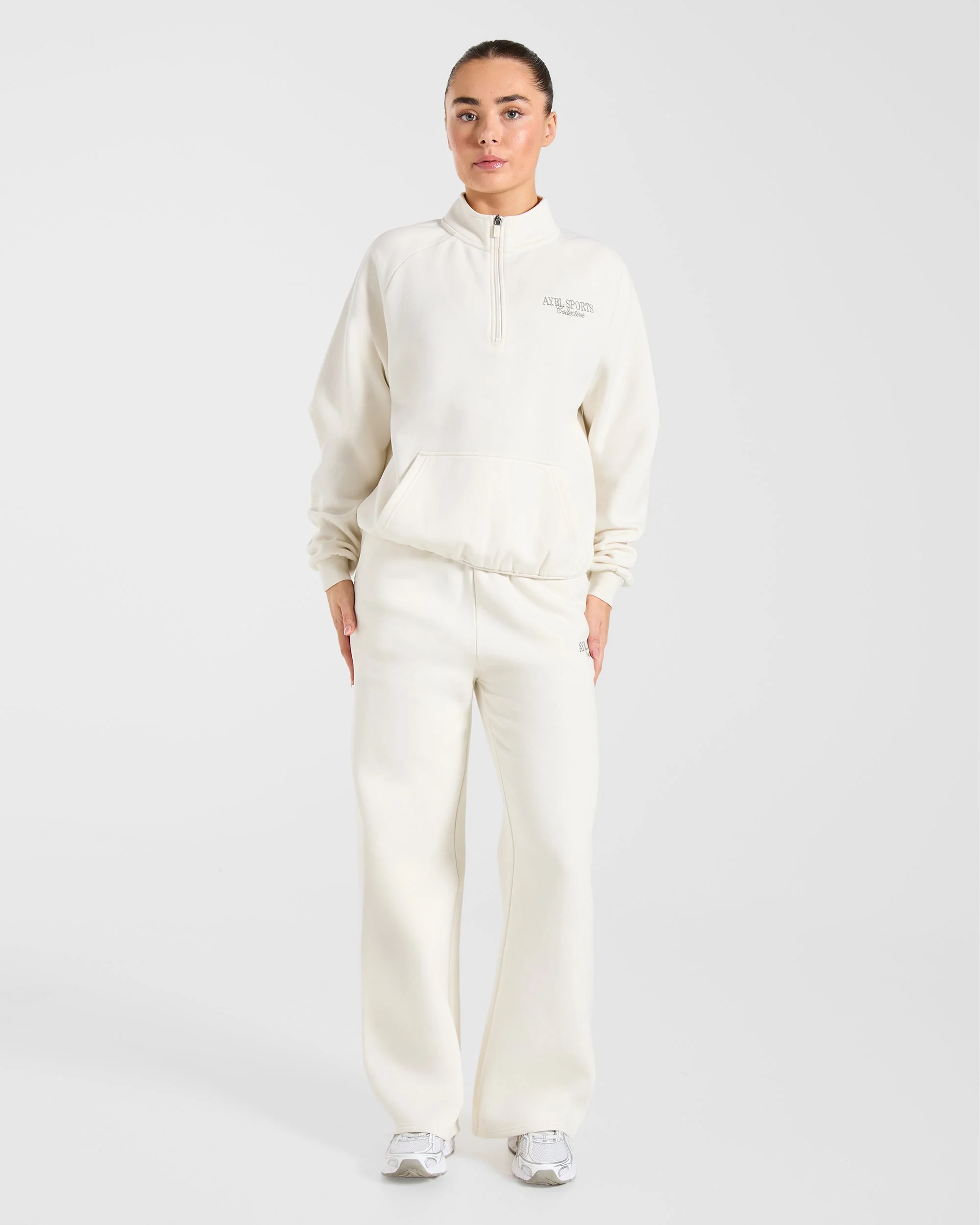 Sports Collective Oversized 1/4 Zip Pullover - Off White/Green - Image 3