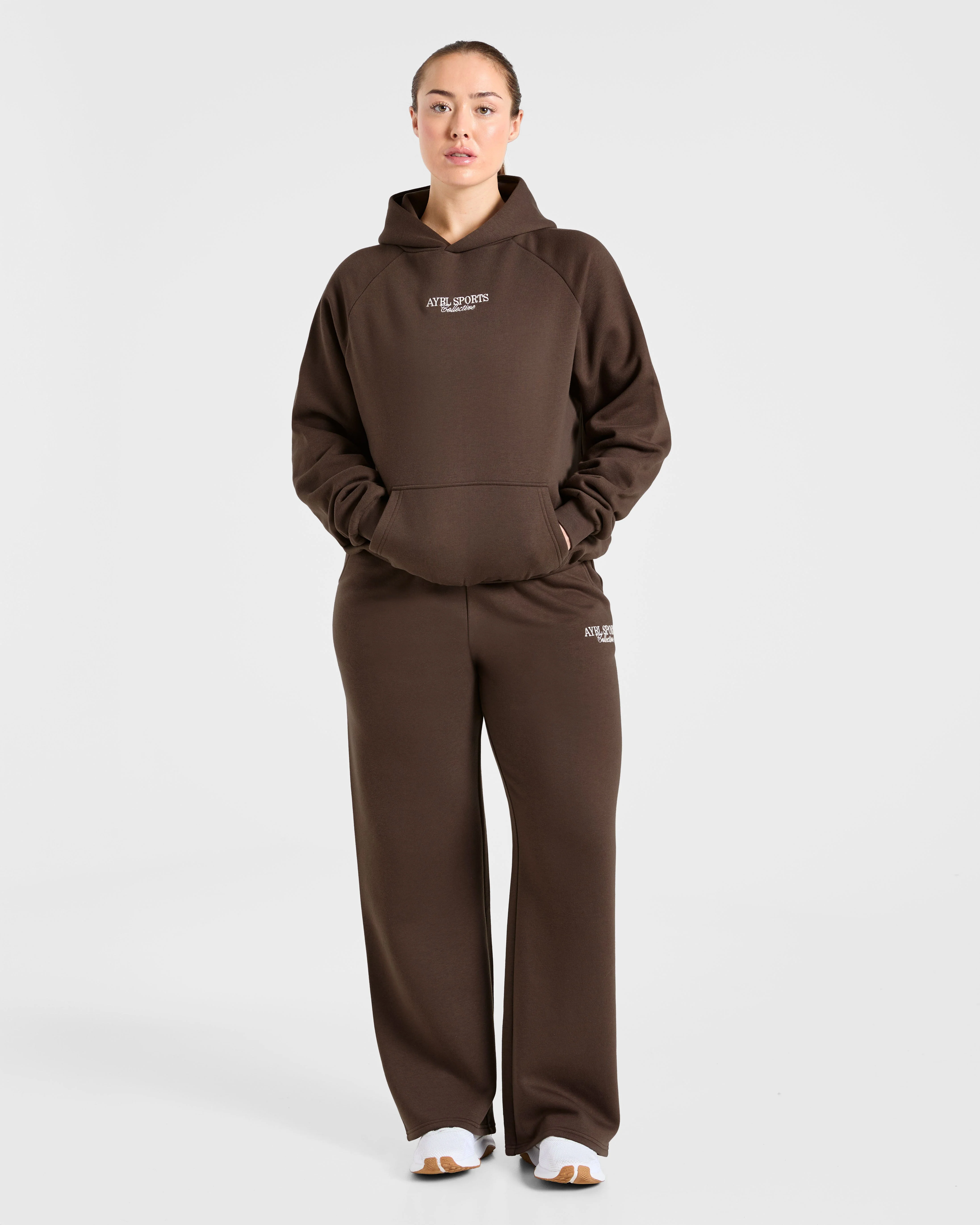 Sports Collective Oversized Straight Leg Joggers - Brown - Image 3